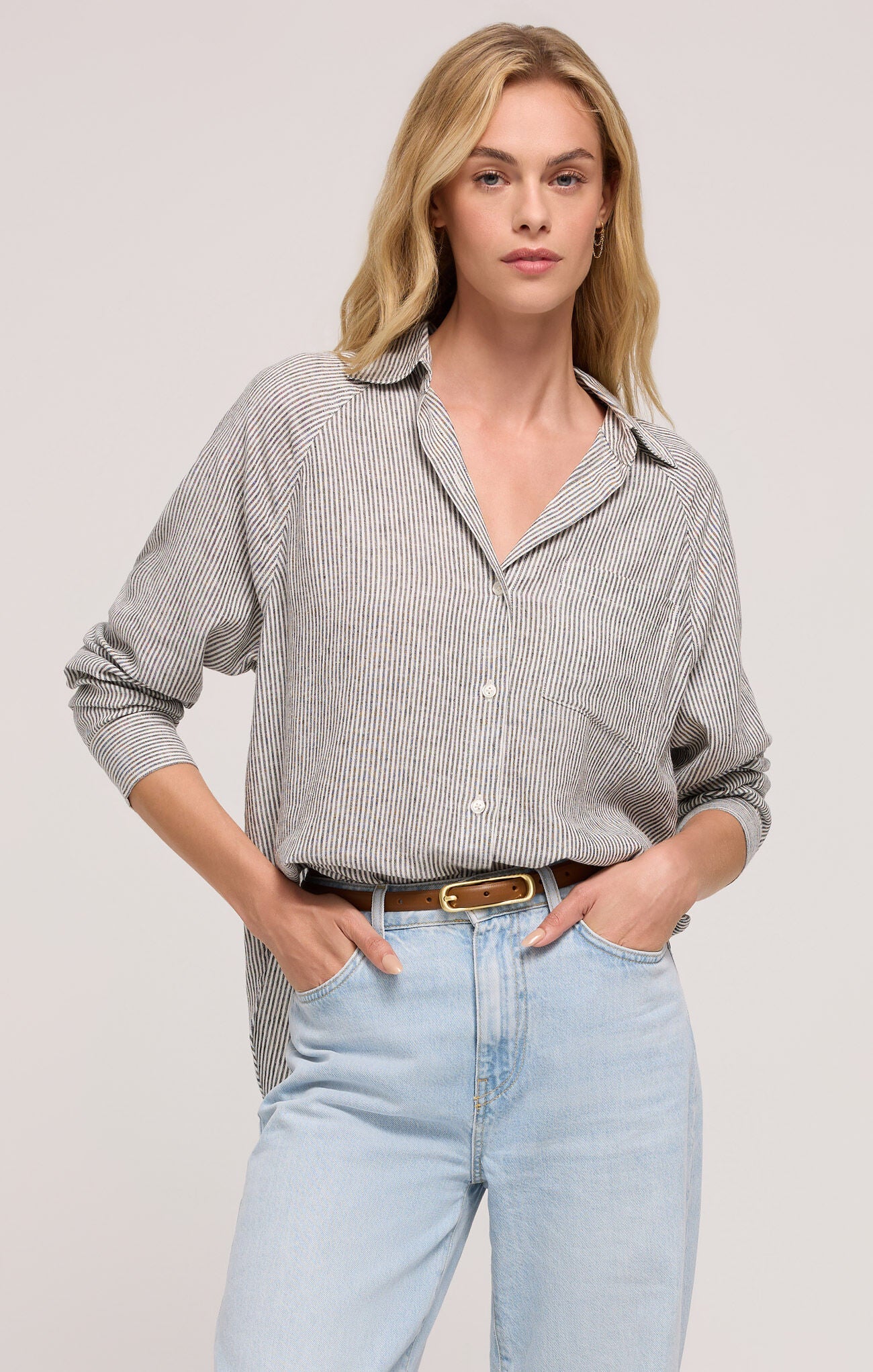 PERFECT LINEN STRIPE TOP