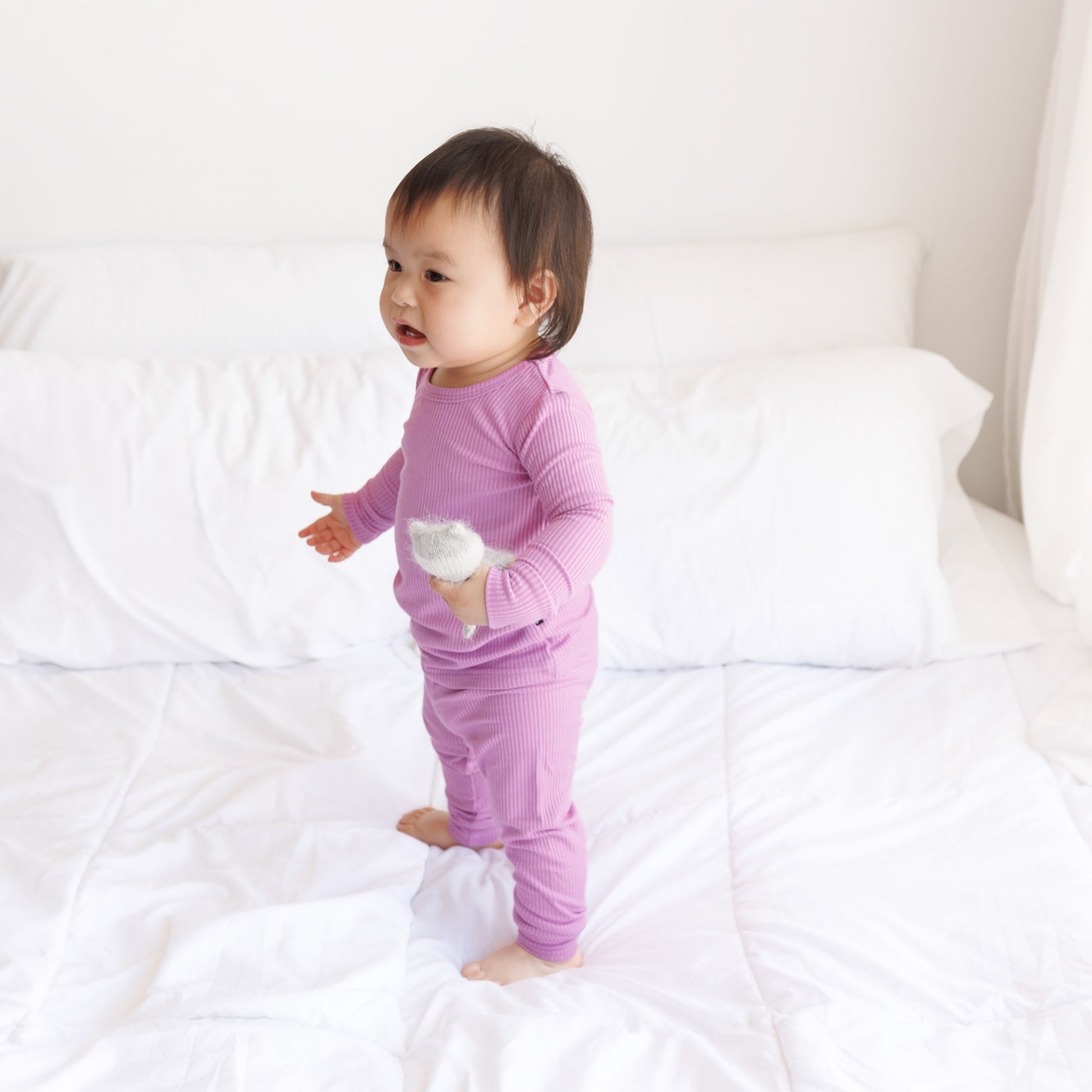 LONG SLEEVE 2 PIECE SETS - Lilac Ribbed - Mack & Harvie