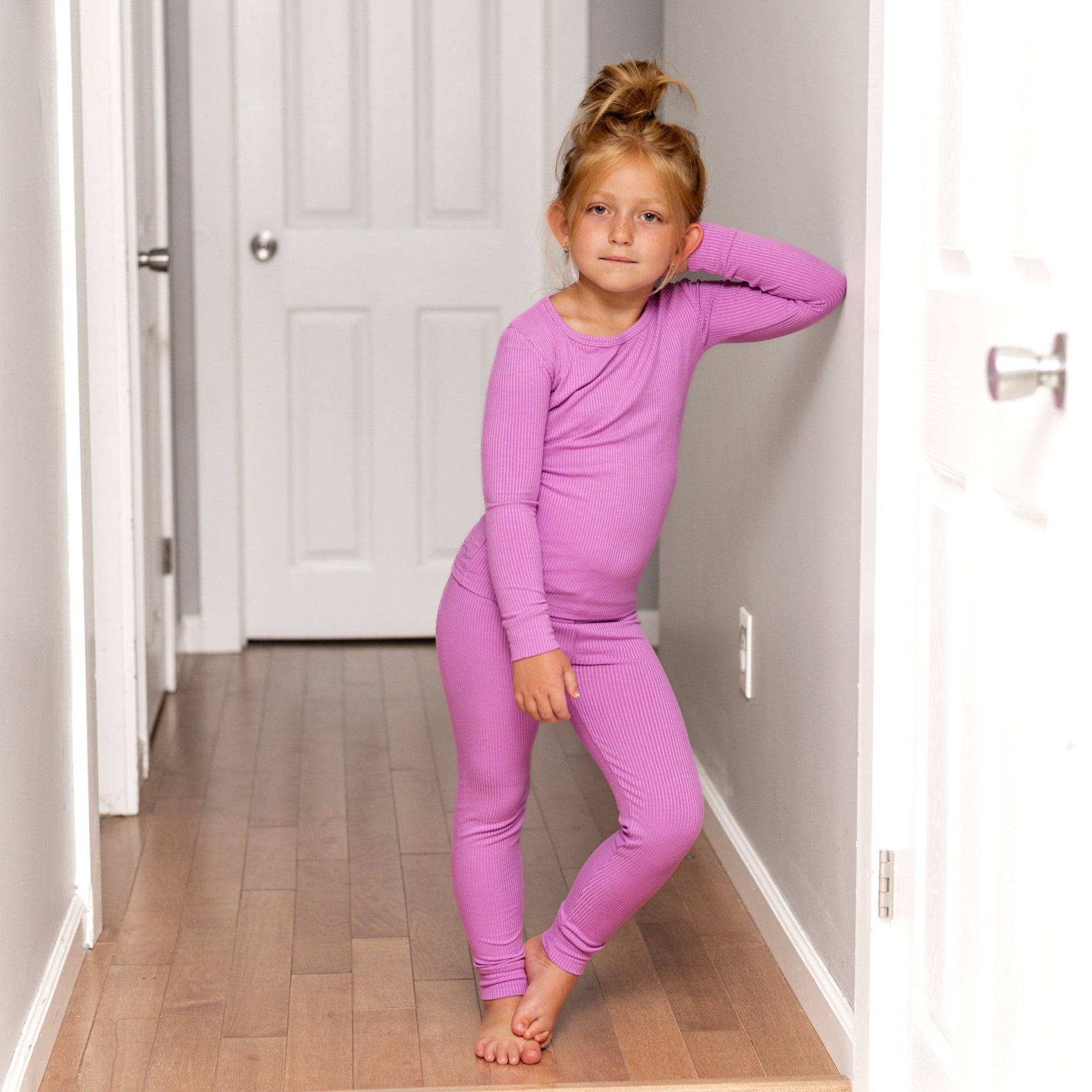LONG SLEEVE 2 PIECE SETS - Lilac Ribbed - Mack & Harvie