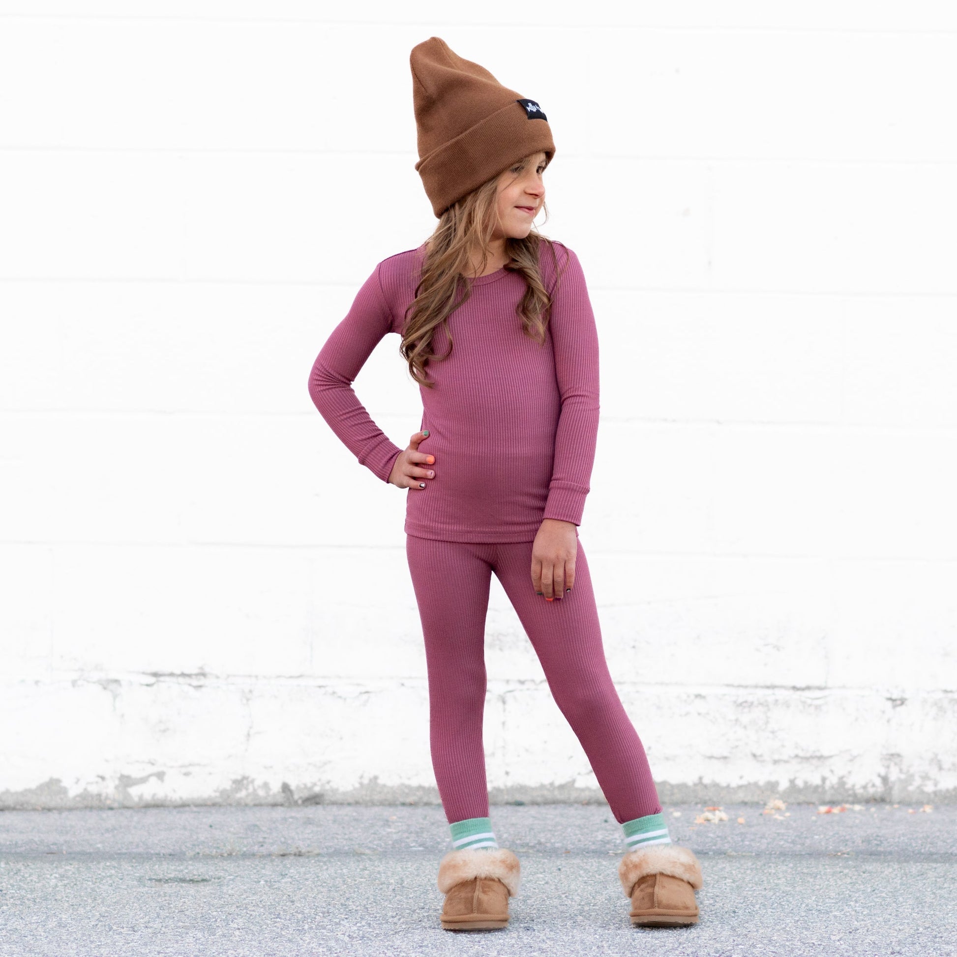 LONG SLEEVE 2 PIECE SETS - Mauve Ribbed - Mack & Harvie