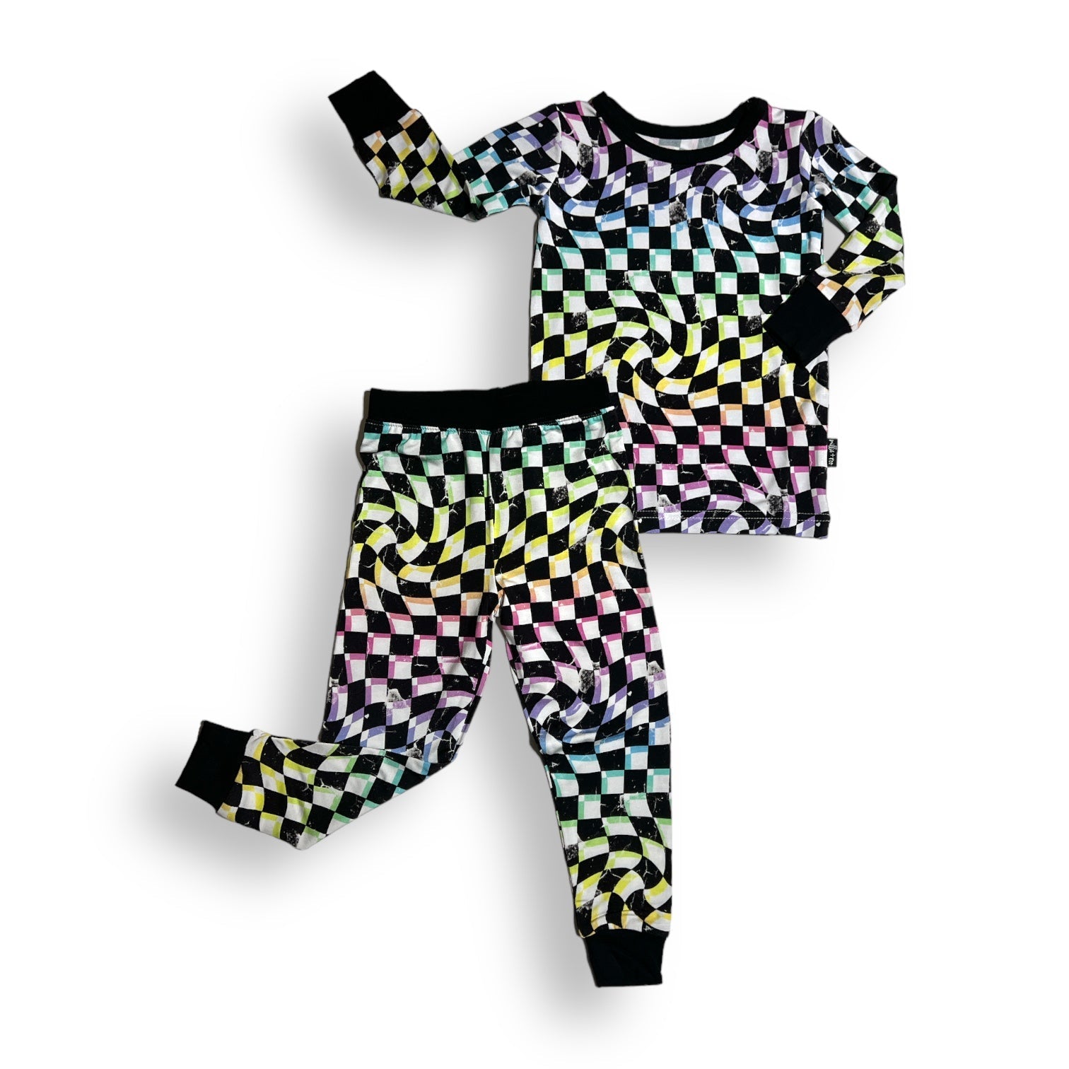 LONG SLEEVE 2 PIECE SETS - Neon Dizzy Check - Mack & Harvie