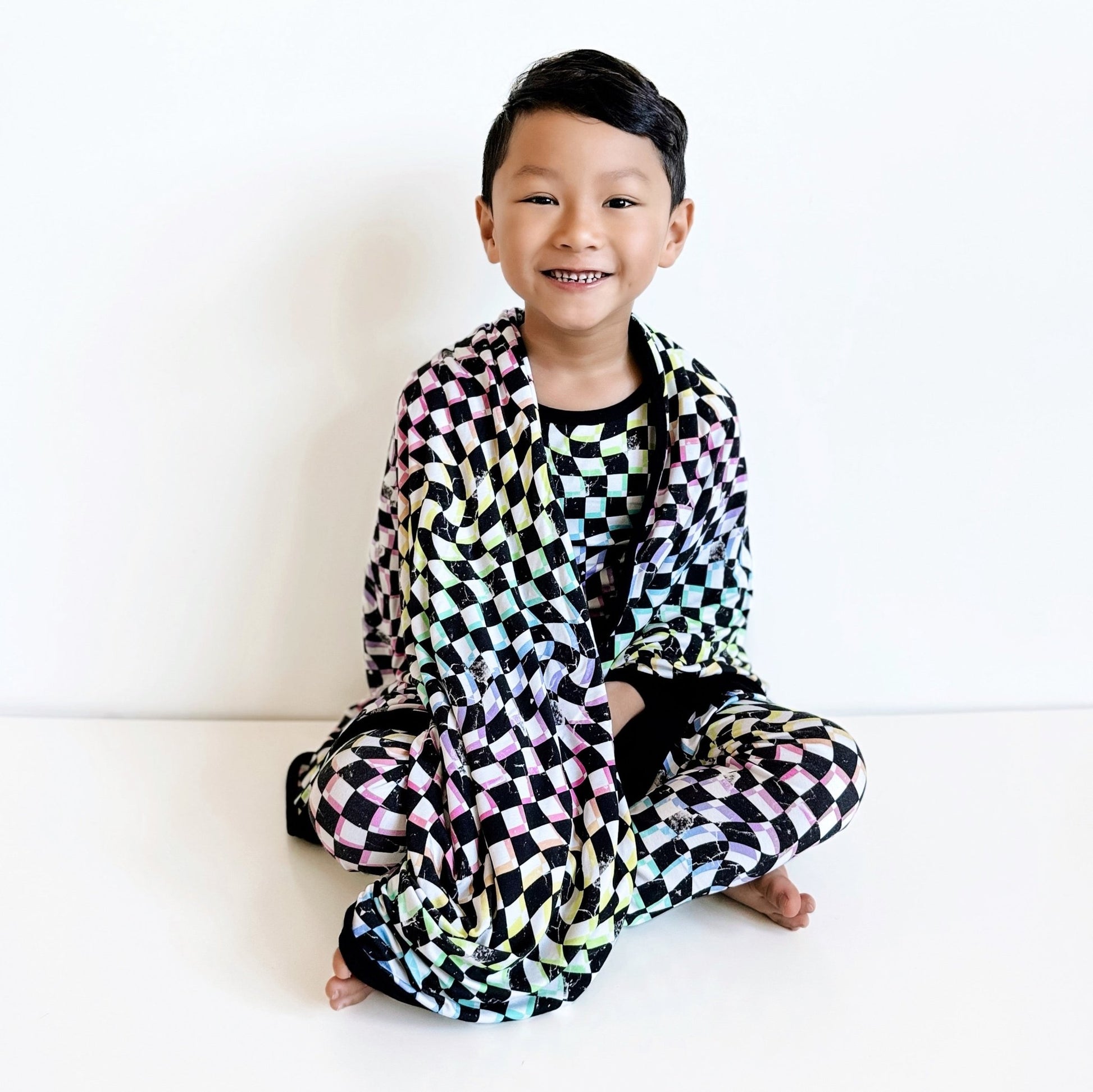 LONG SLEEVE 2 PIECE SETS - Neon Dizzy Check - Mack & Harvie