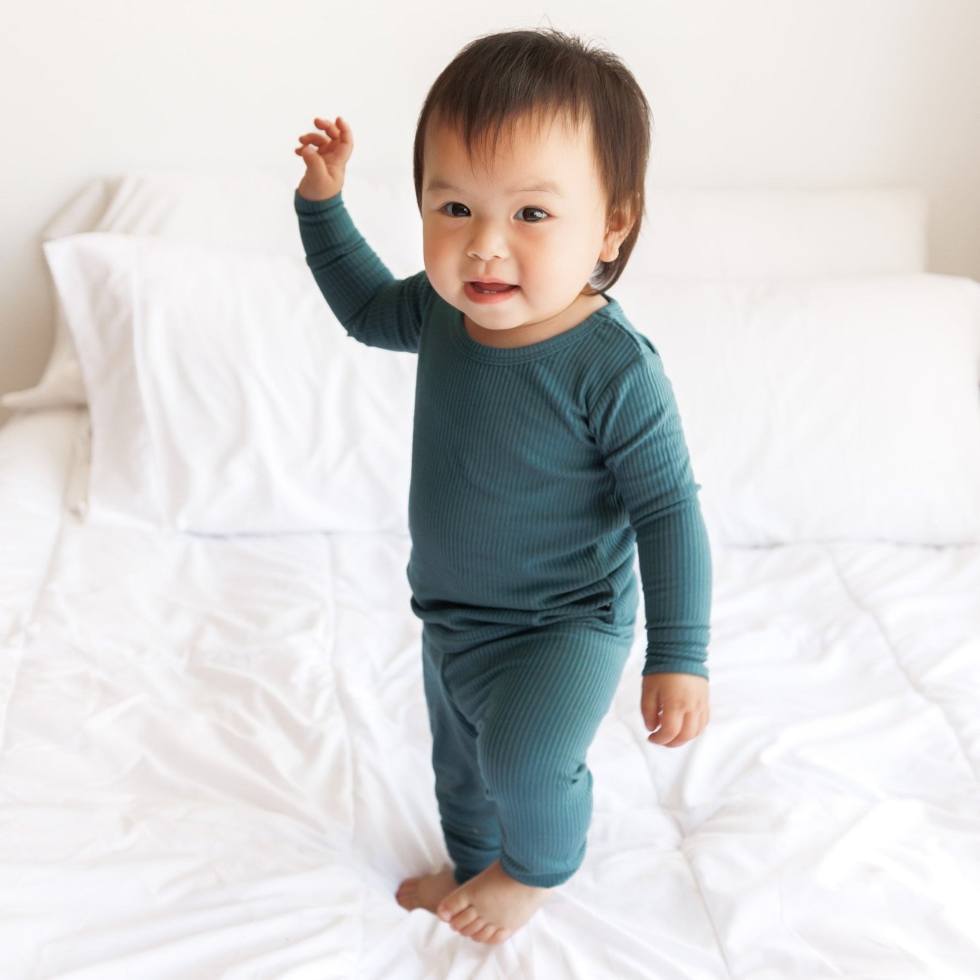 LONG SLEEVE 2 PIECE SETS - Peacock Ribbed - Mack & Harvie