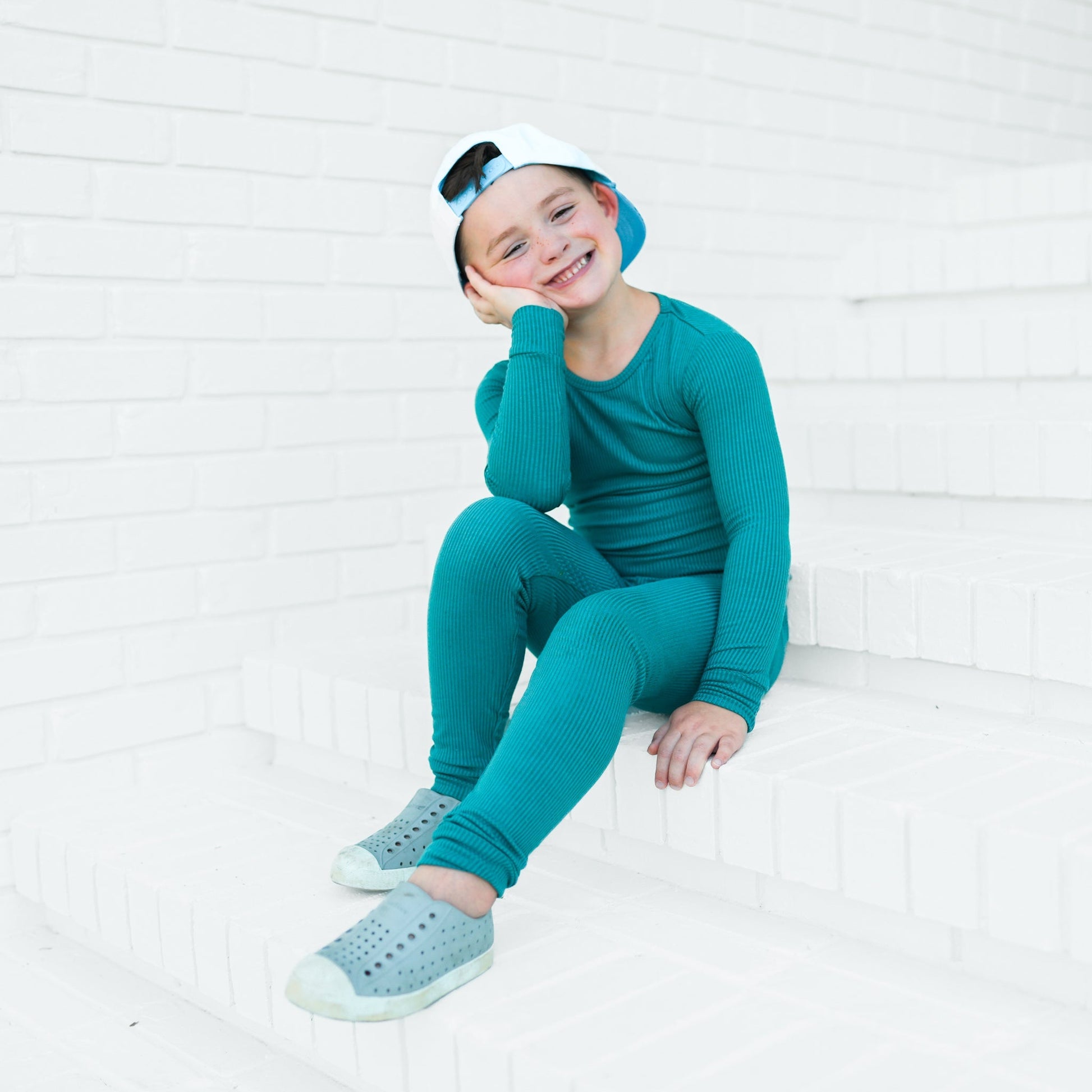 LONG SLEEVE 2 PIECE SETS - Peacock Ribbed - Mack & Harvie