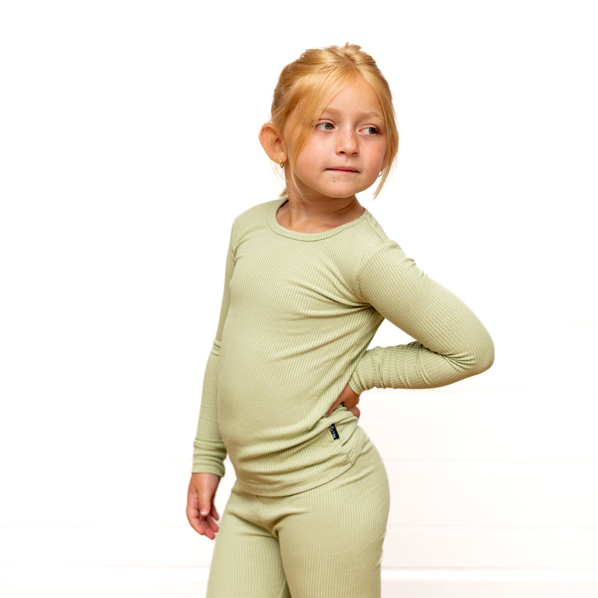 LONG SLEEVE 2 PIECE SETS - Pistachio Ribbed - Mack & Harvie