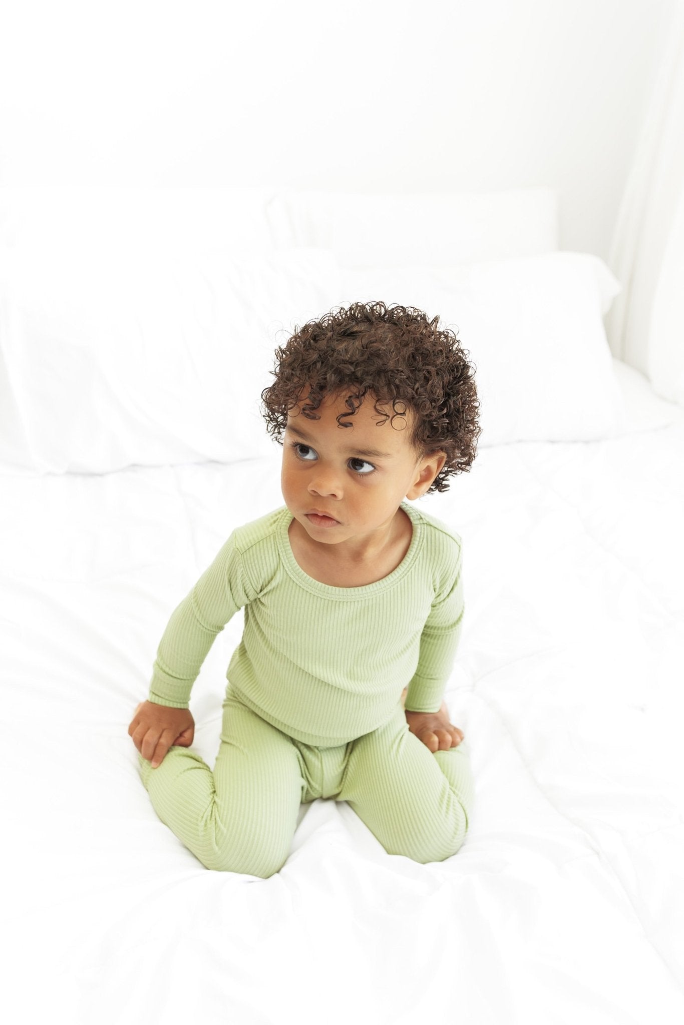 LONG SLEEVE 2 PIECE SETS - Pistachio Ribbed - Mack & Harvie