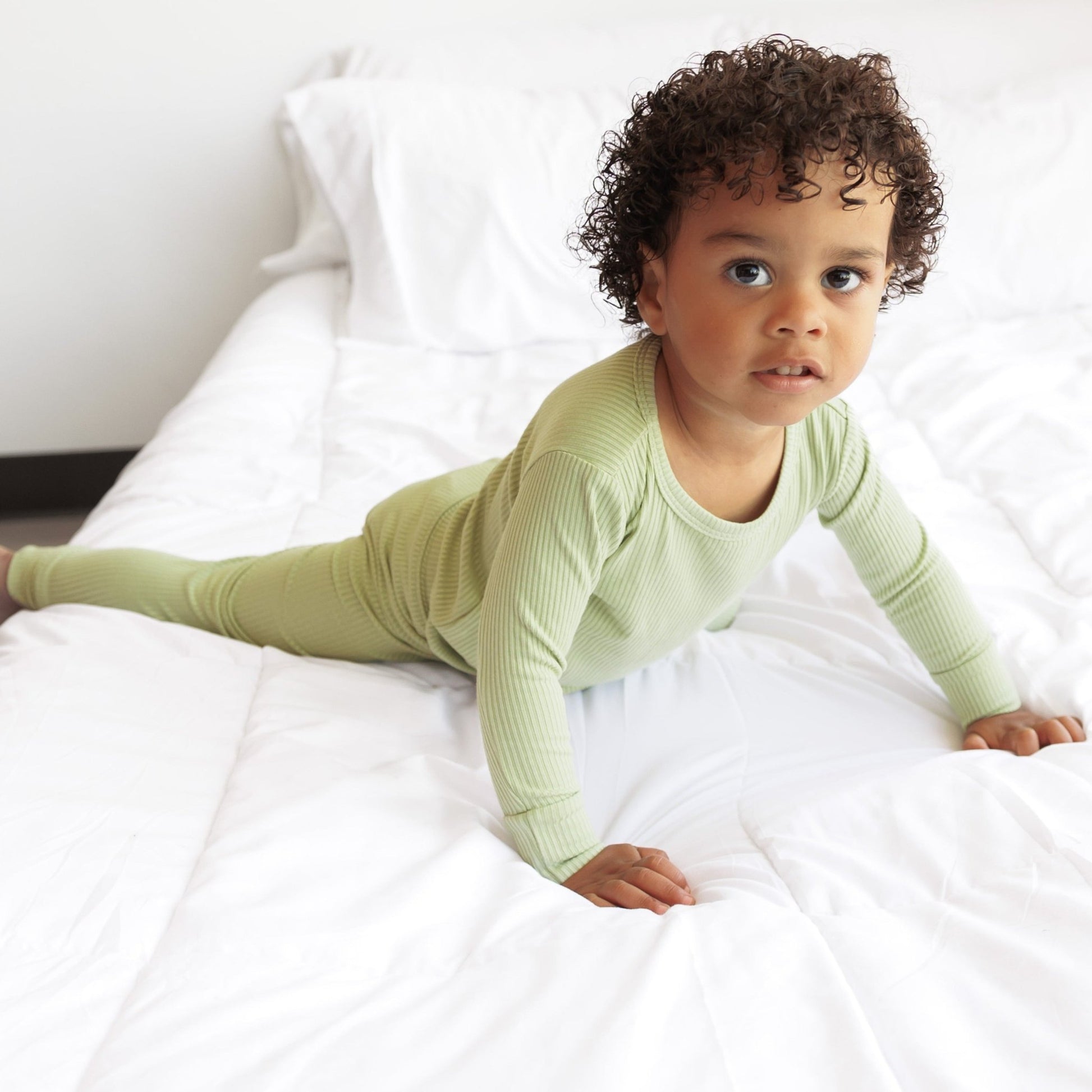 LONG SLEEVE 2 PIECE SETS - Pistachio Ribbed - Mack & Harvie