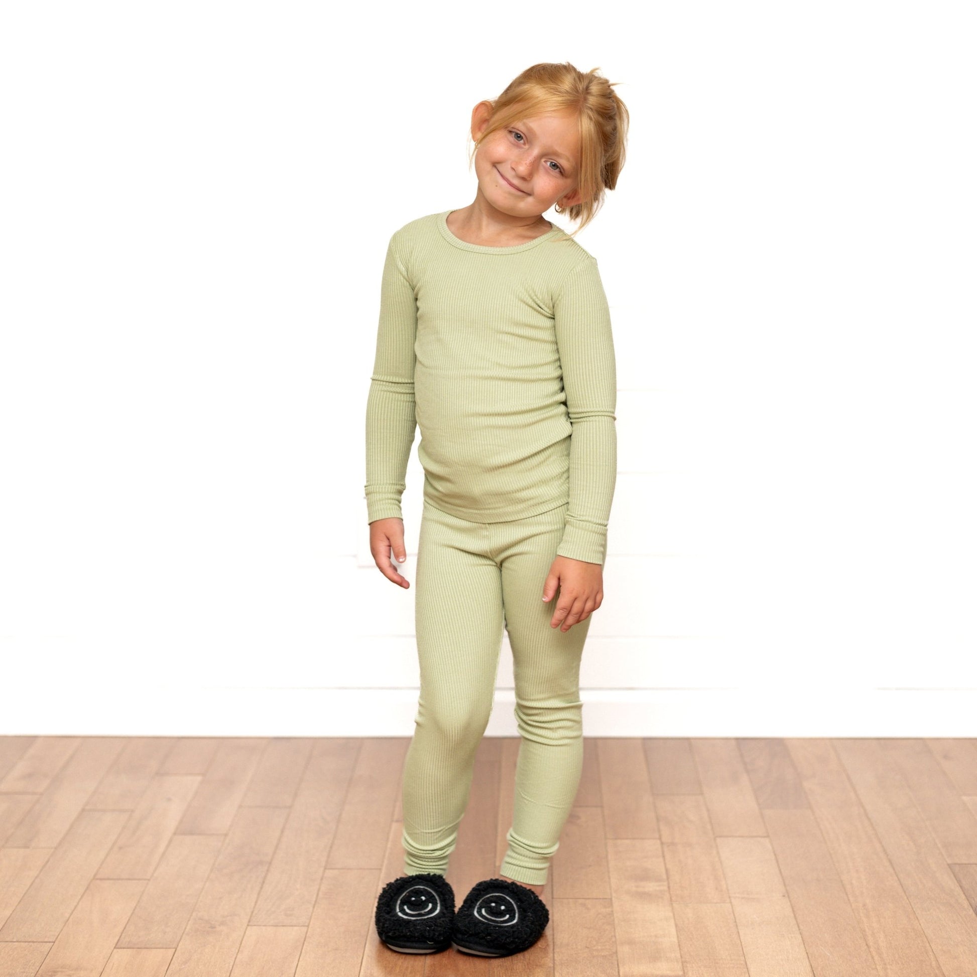LONG SLEEVE 2 PIECE SETS - Pistachio Ribbed - Mack & Harvie
