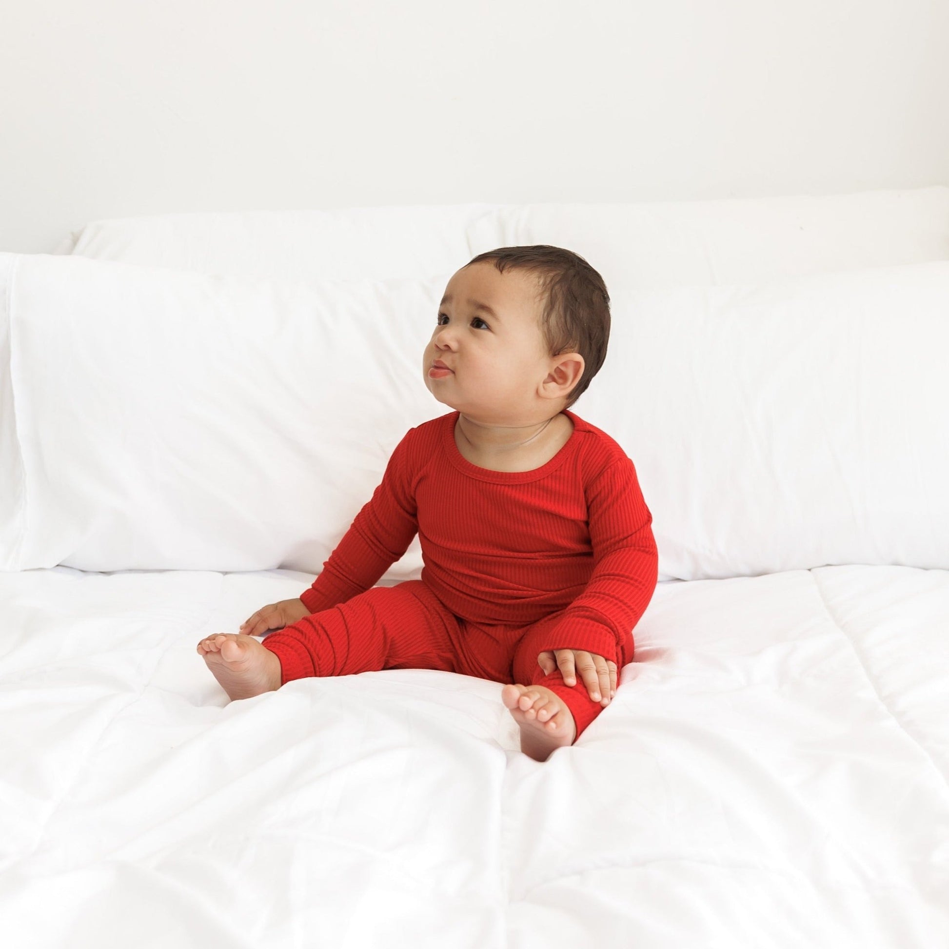 LONG SLEEVE 2 PIECE SETS - Red Ribbed - Mack & Harvie