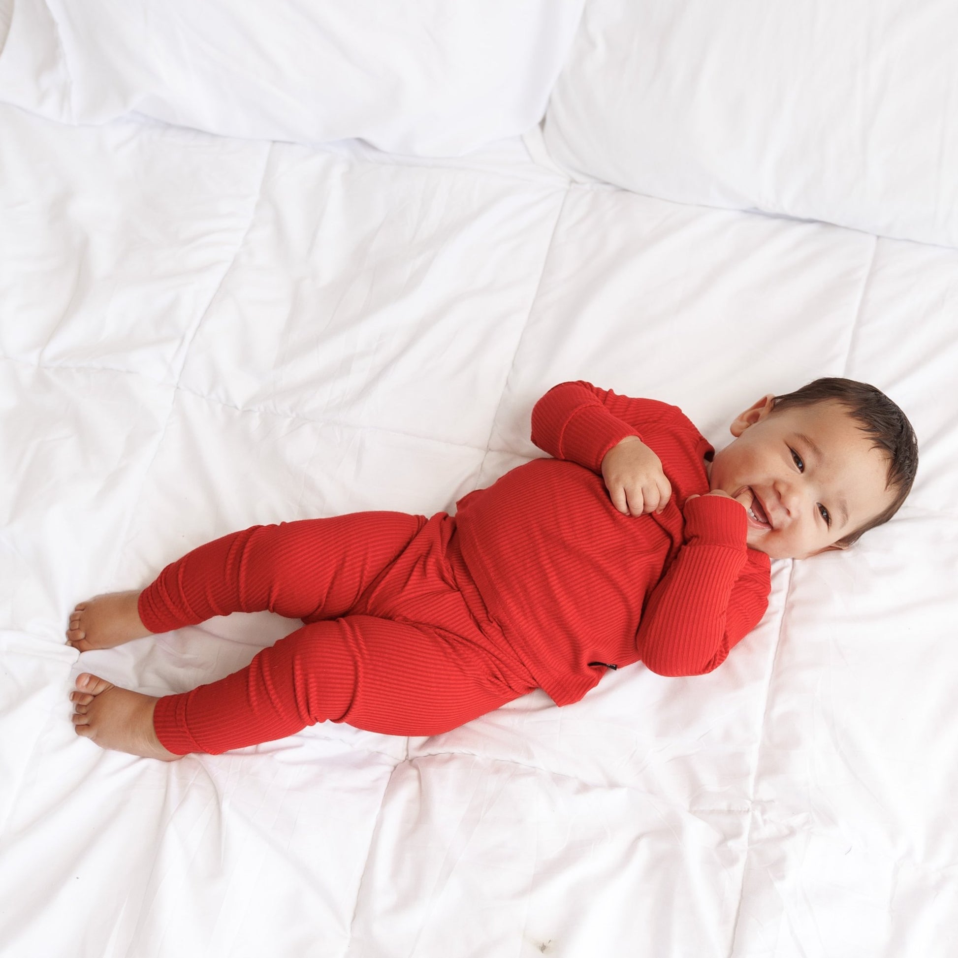 LONG SLEEVE 2 PIECE SETS - Red Ribbed - Mack & Harvie