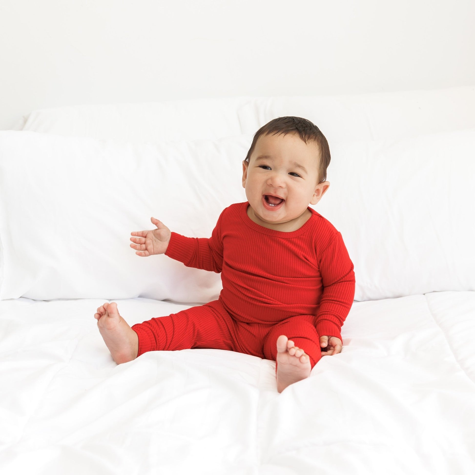 LONG SLEEVE 2 PIECE SETS - Red Ribbed - Mack & Harvie
