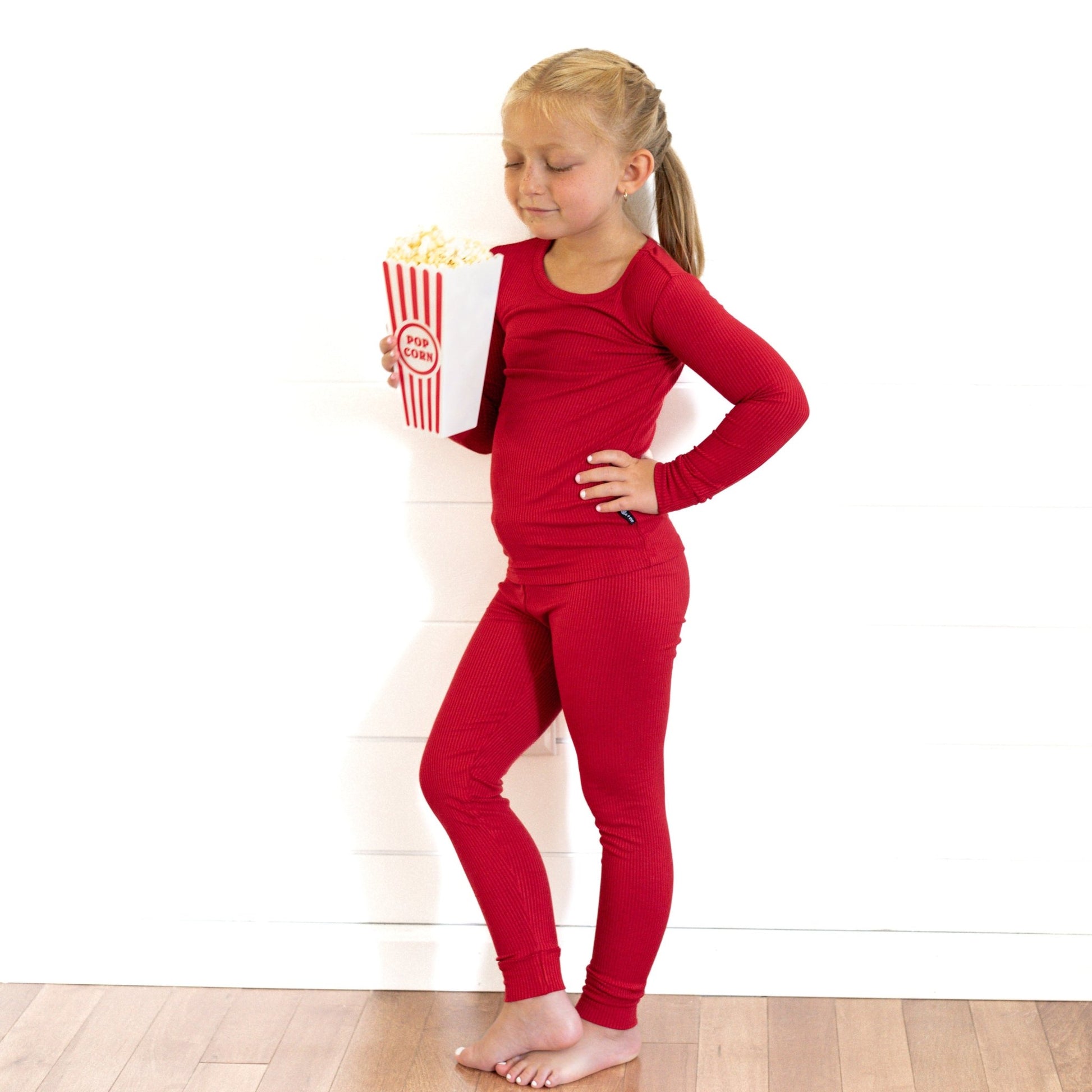LONG SLEEVE 2 PIECE SETS - Red Ribbed - Mack & Harvie