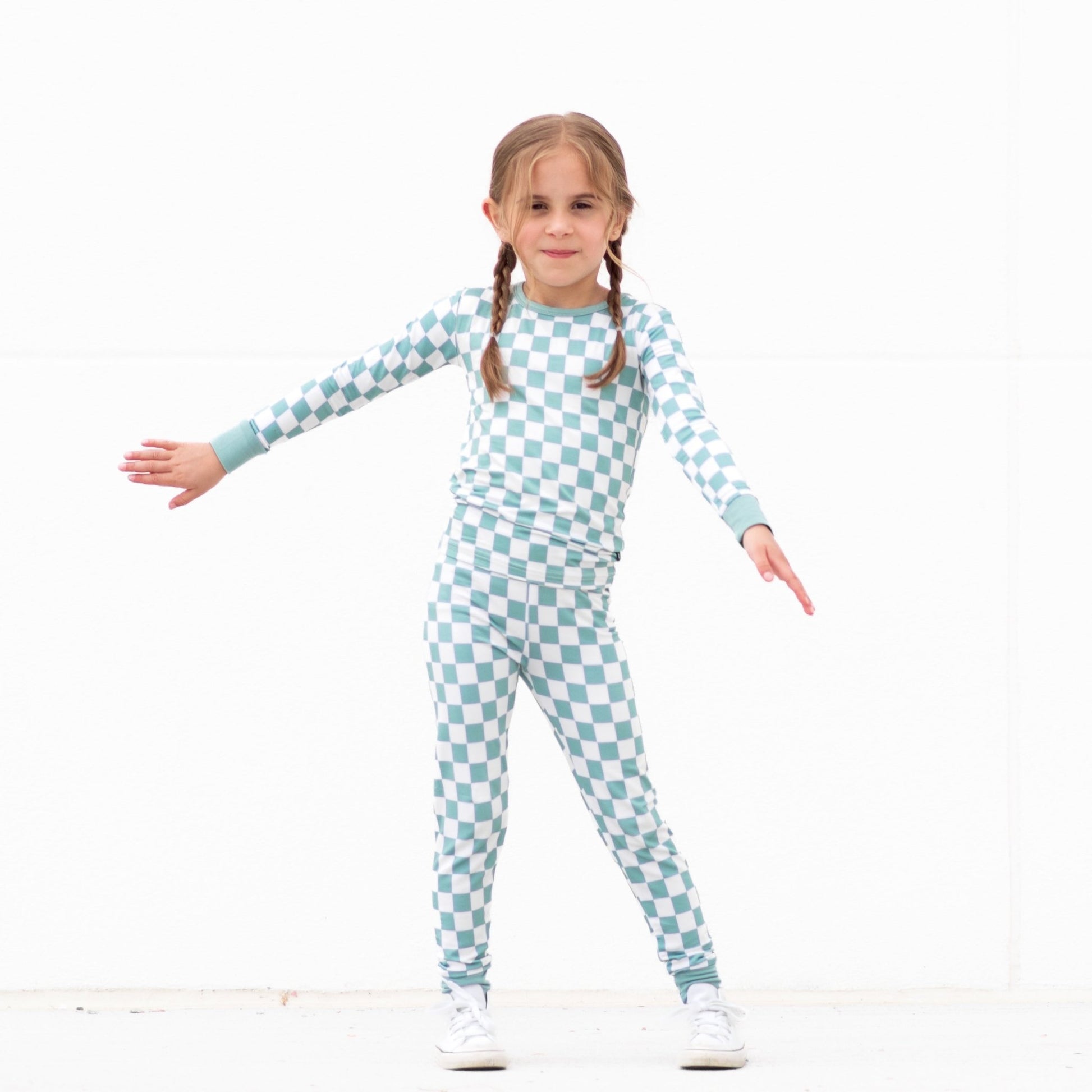 LONG SLEEVE 2 PIECE SETS - Sage Check - Mack & Harvie
