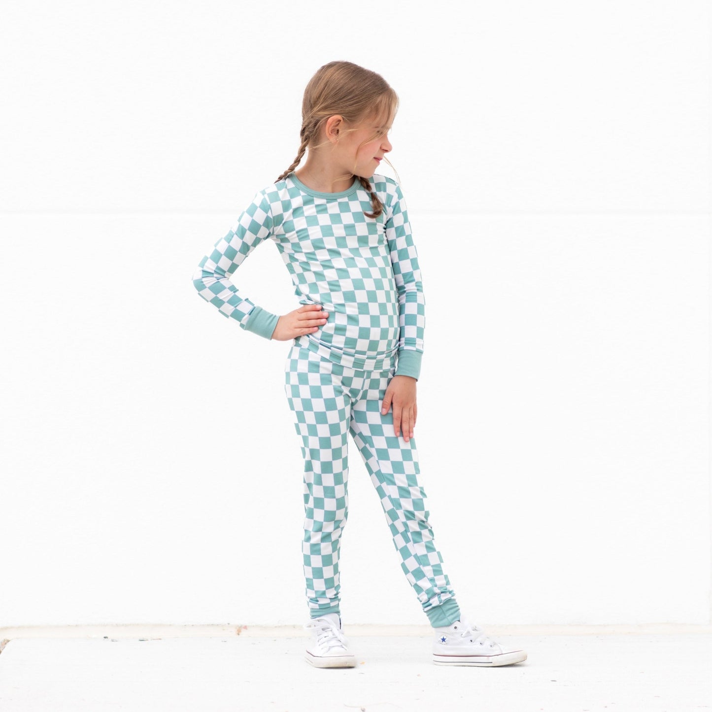 LONG SLEEVE 2 PIECE SETS - Sage Check - Mack & Harvie