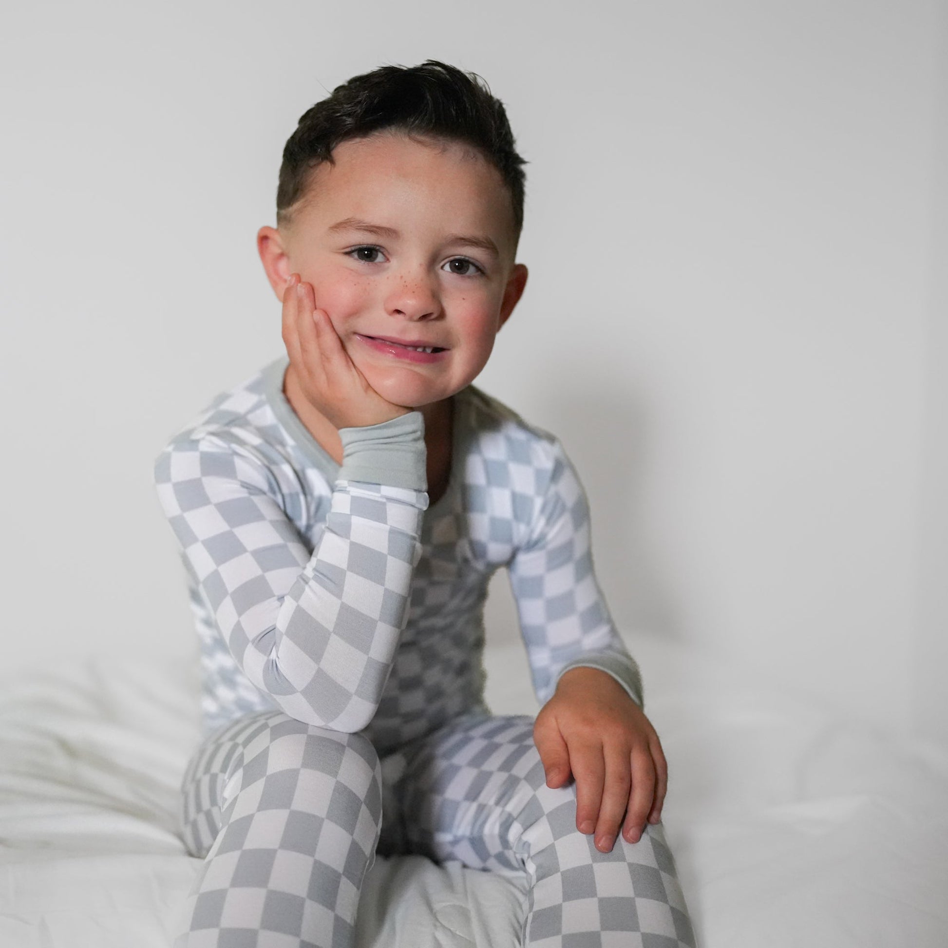 LONG SLEEVE 2 PIECE SETS - Stone Check - Mack & Harvie