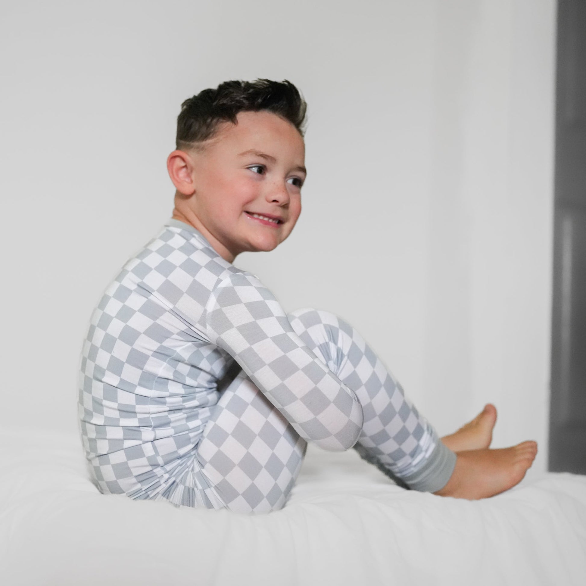 LONG SLEEVE 2 PIECE SETS - Stone Check - Mack & Harvie