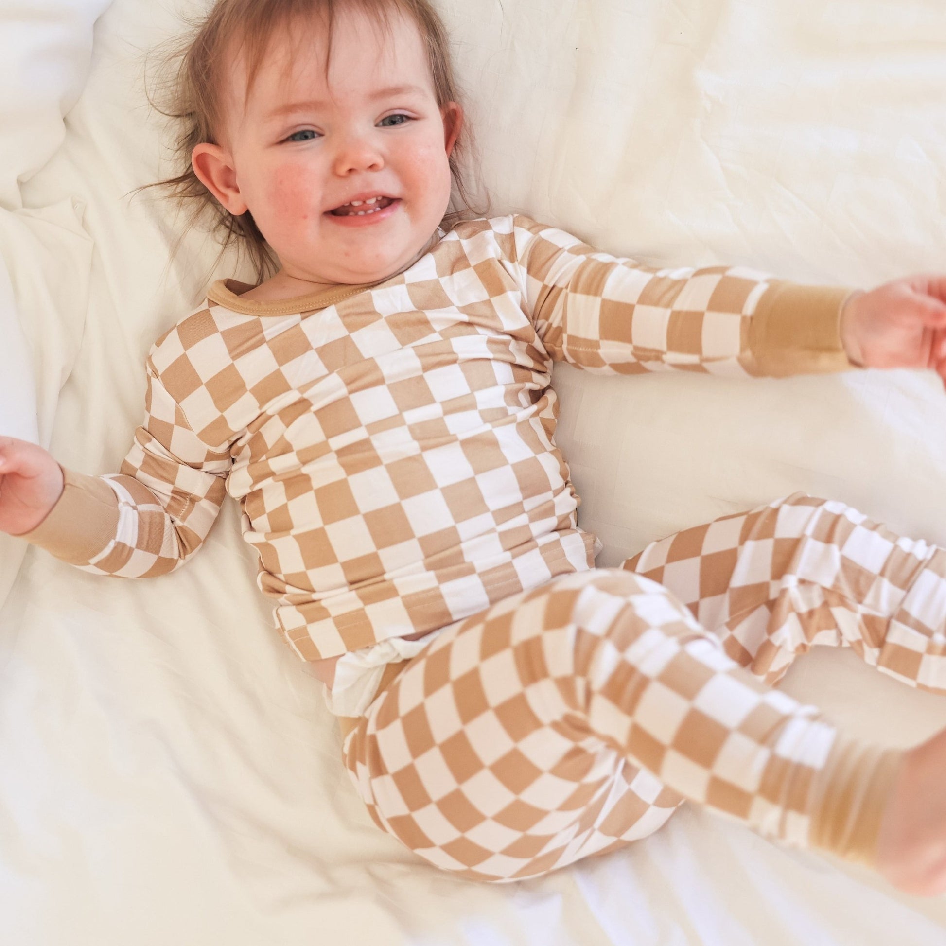 LONG SLEEVE 2 PIECE SETS - Tan Check - Mack & Harvie