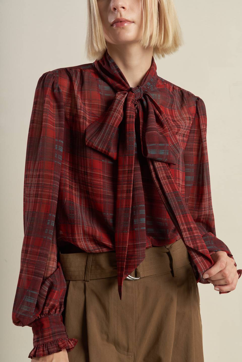 LOVELY INTUITION WOVEN PLAID TOP - Mack & Harvie