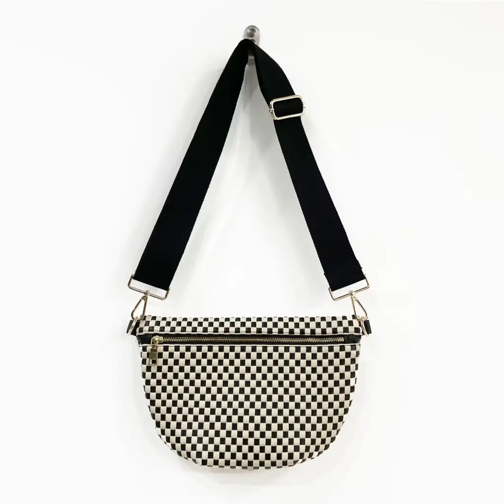 Lucy Woven Sling Bag | Checkered | Black