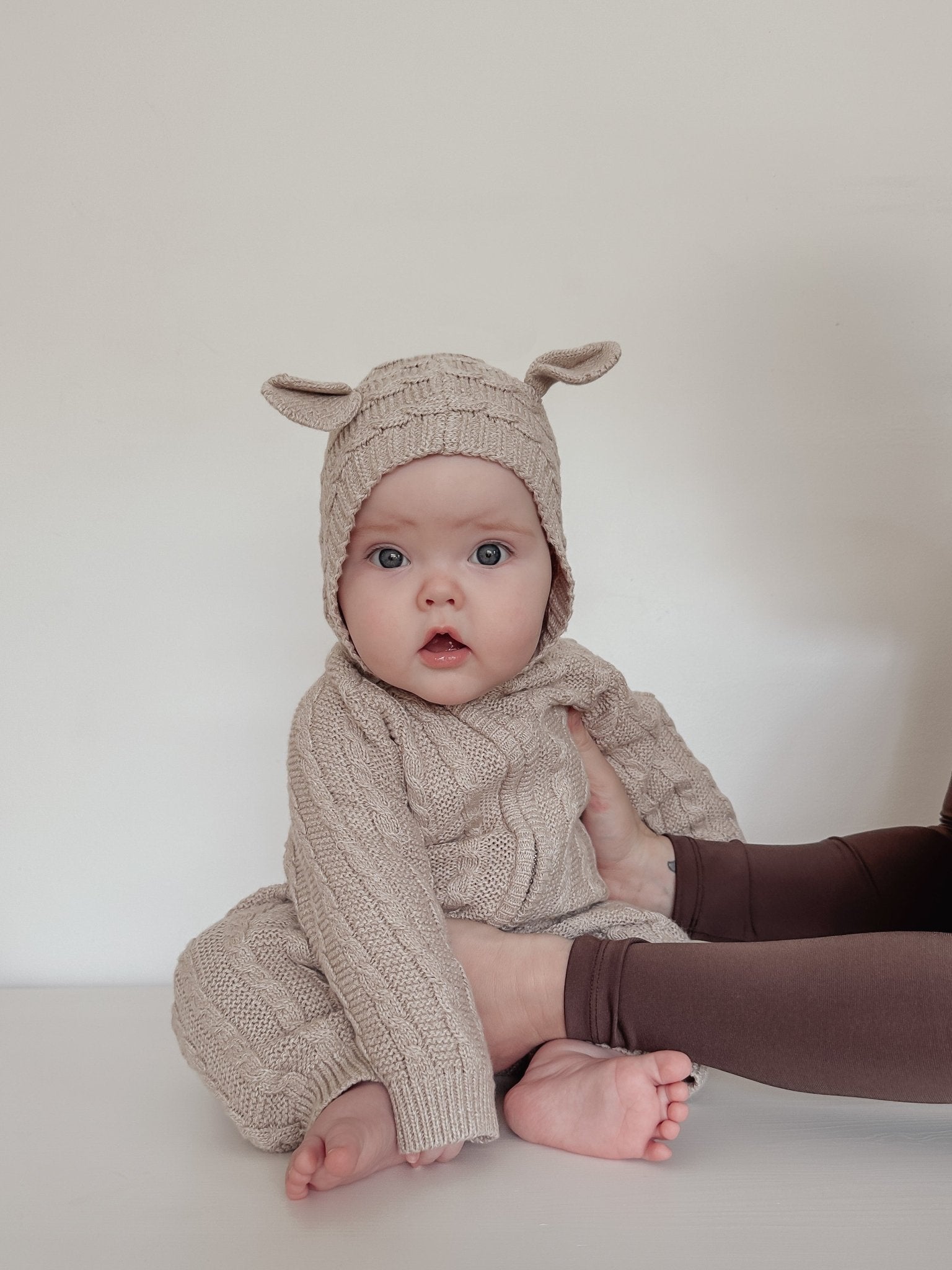 Luna + Luca Baby Bear Jumpsuit - Heather Beige - Mack & Harvie