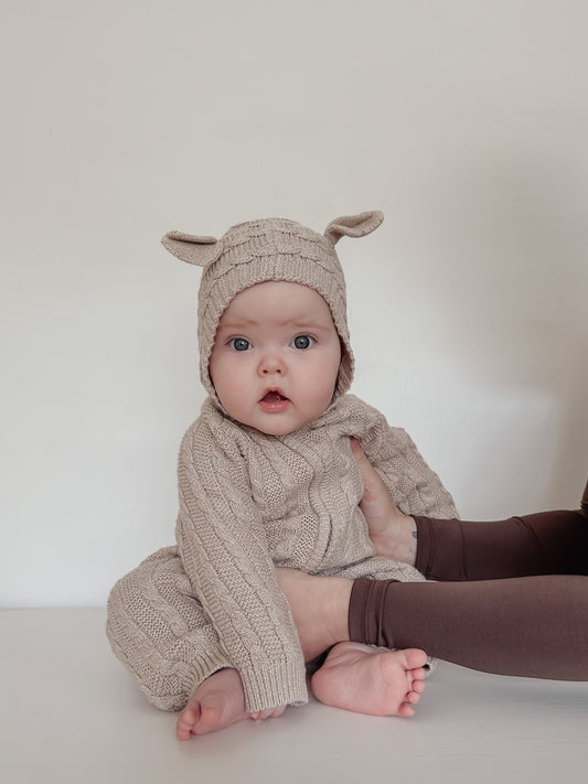 Luna + Luca Baby Bear Jumpsuit - Heather Beige - Mack & Harvie