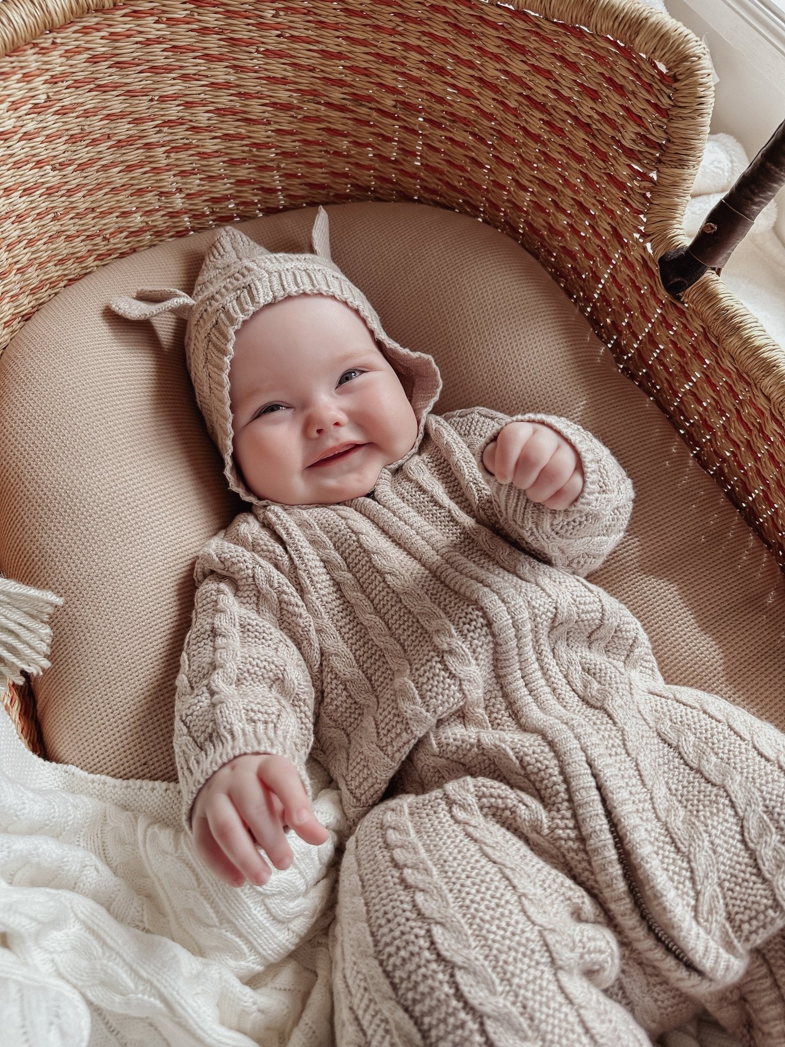 Luna + Luca Baby Bear Jumpsuit - Heather Beige - Mack & Harvie