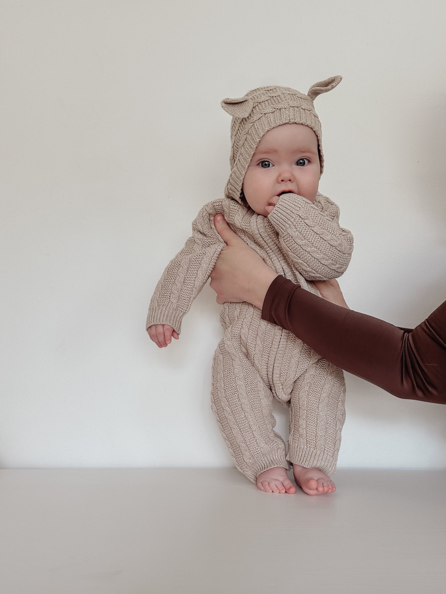 Luna + Luca Baby Bear Jumpsuit - Heather Beige - Mack & Harvie