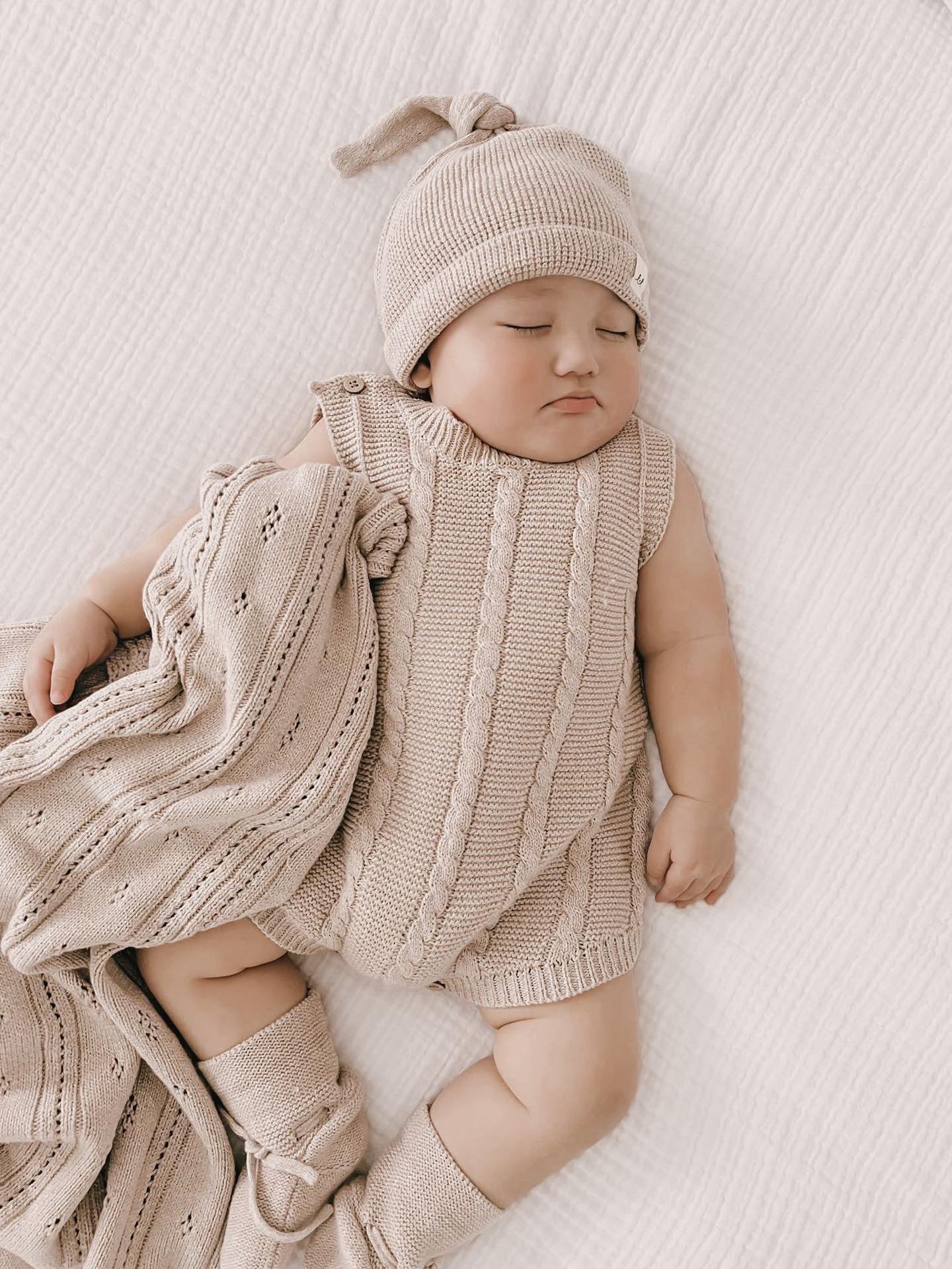 Luna + Luca Cable Knit Summer Romper - Heather Beige - Mack & Harvie