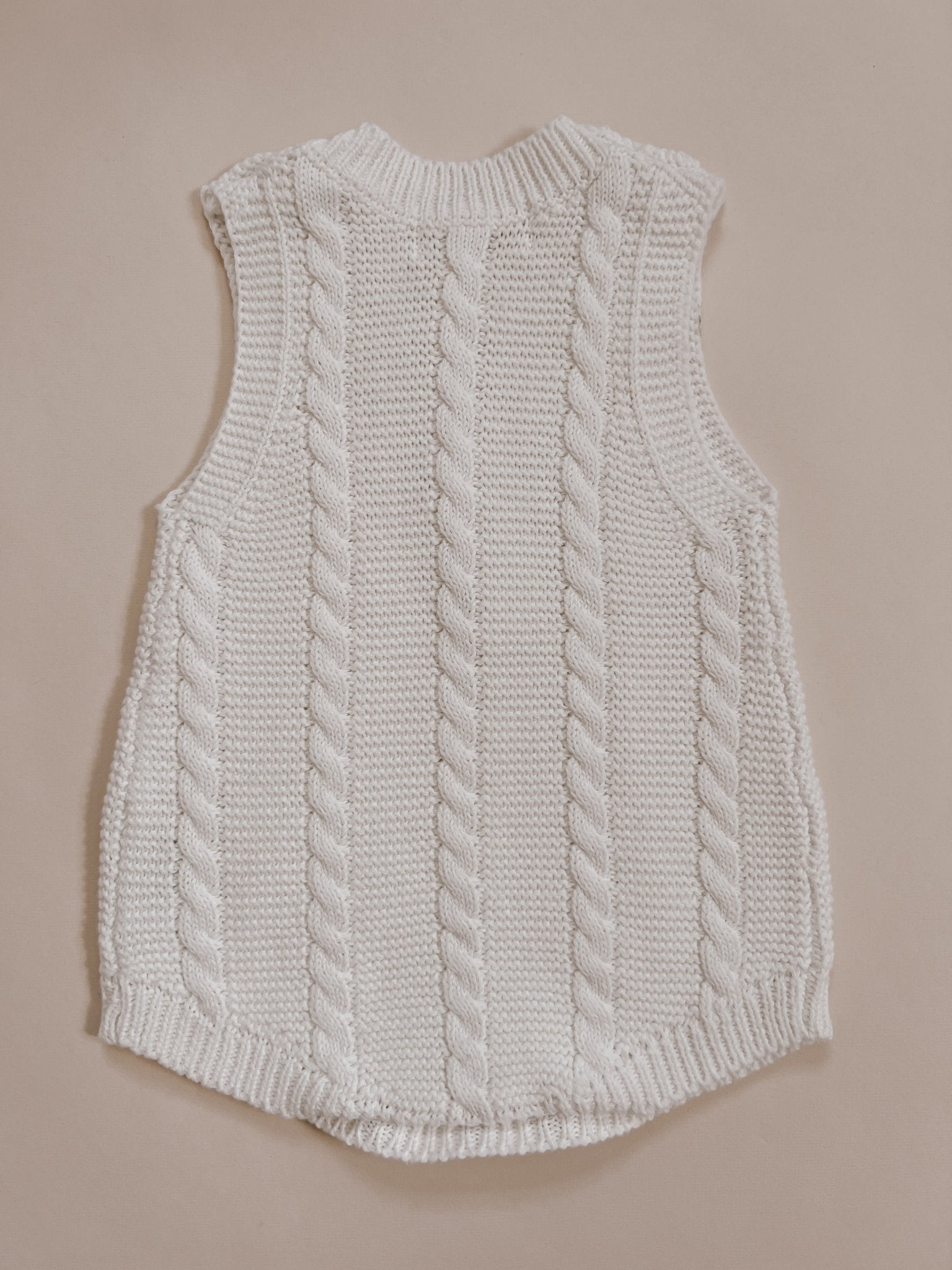 Luna + Luca Cable Knit Summer Romper - White - Mack & Harvie