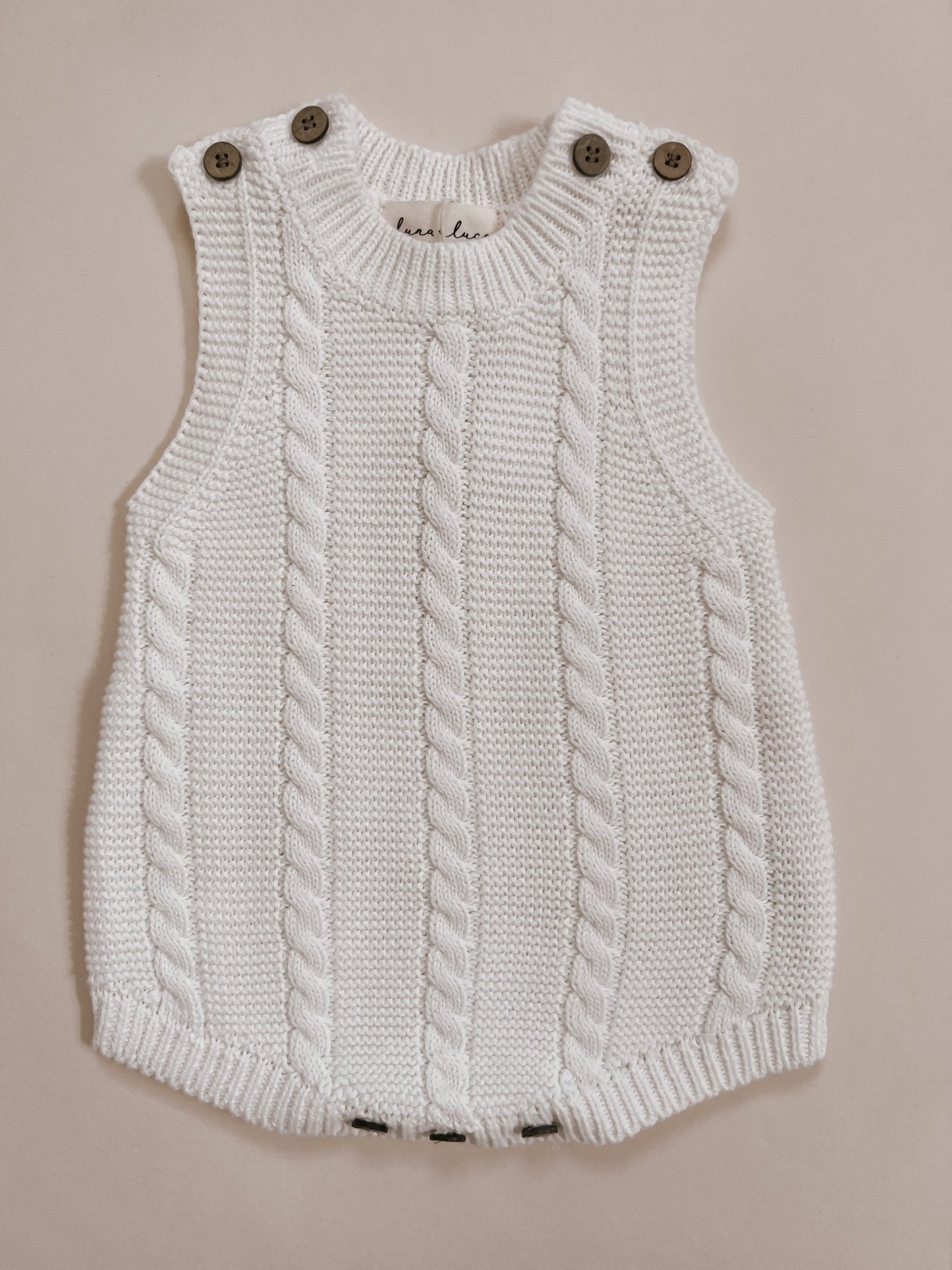 Luna + Luca Cable Knit Summer Romper - White - Mack & Harvie