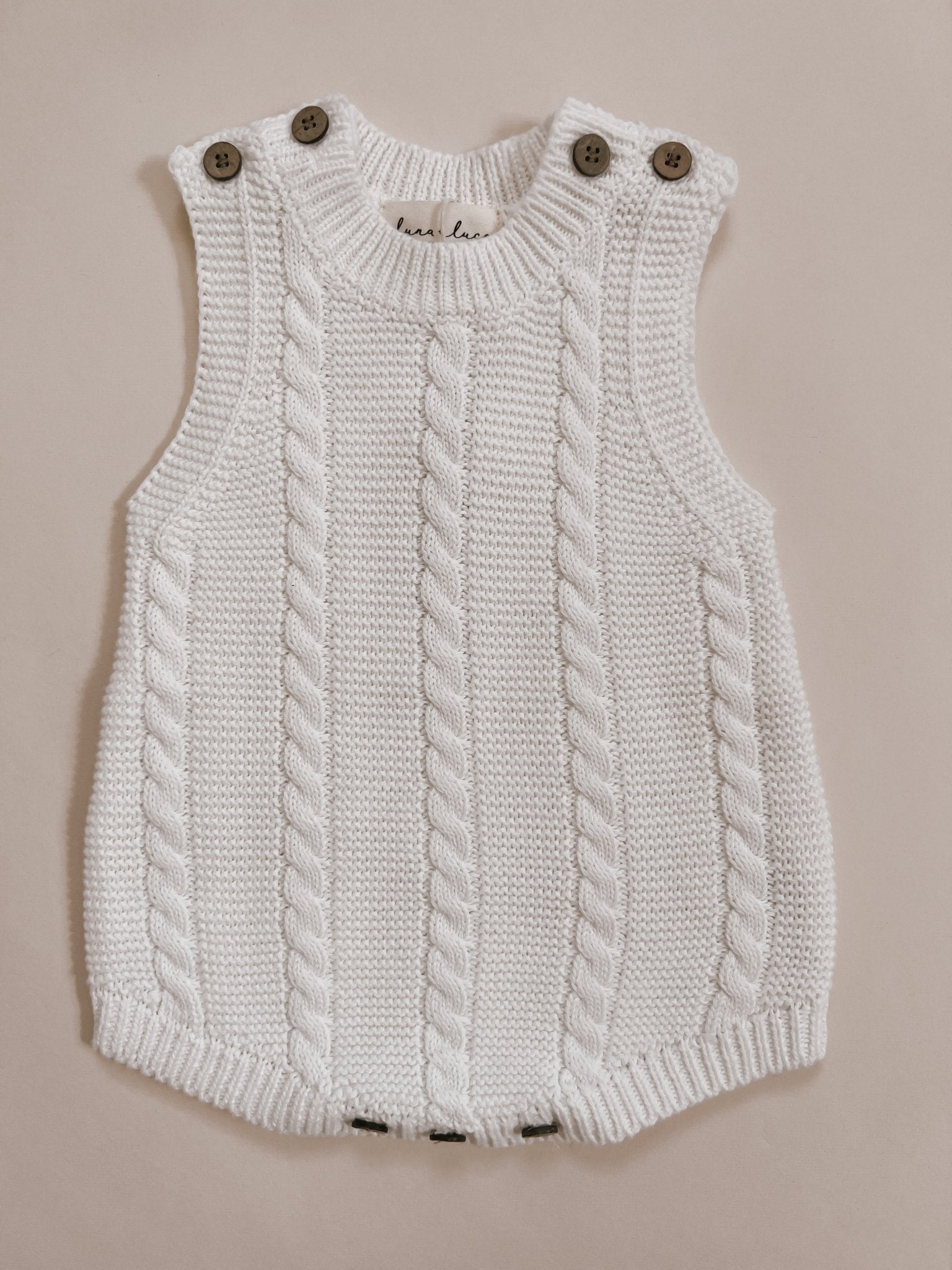 Luna + Luca Cable Knit Summer Romper - White - Mack & Harvie