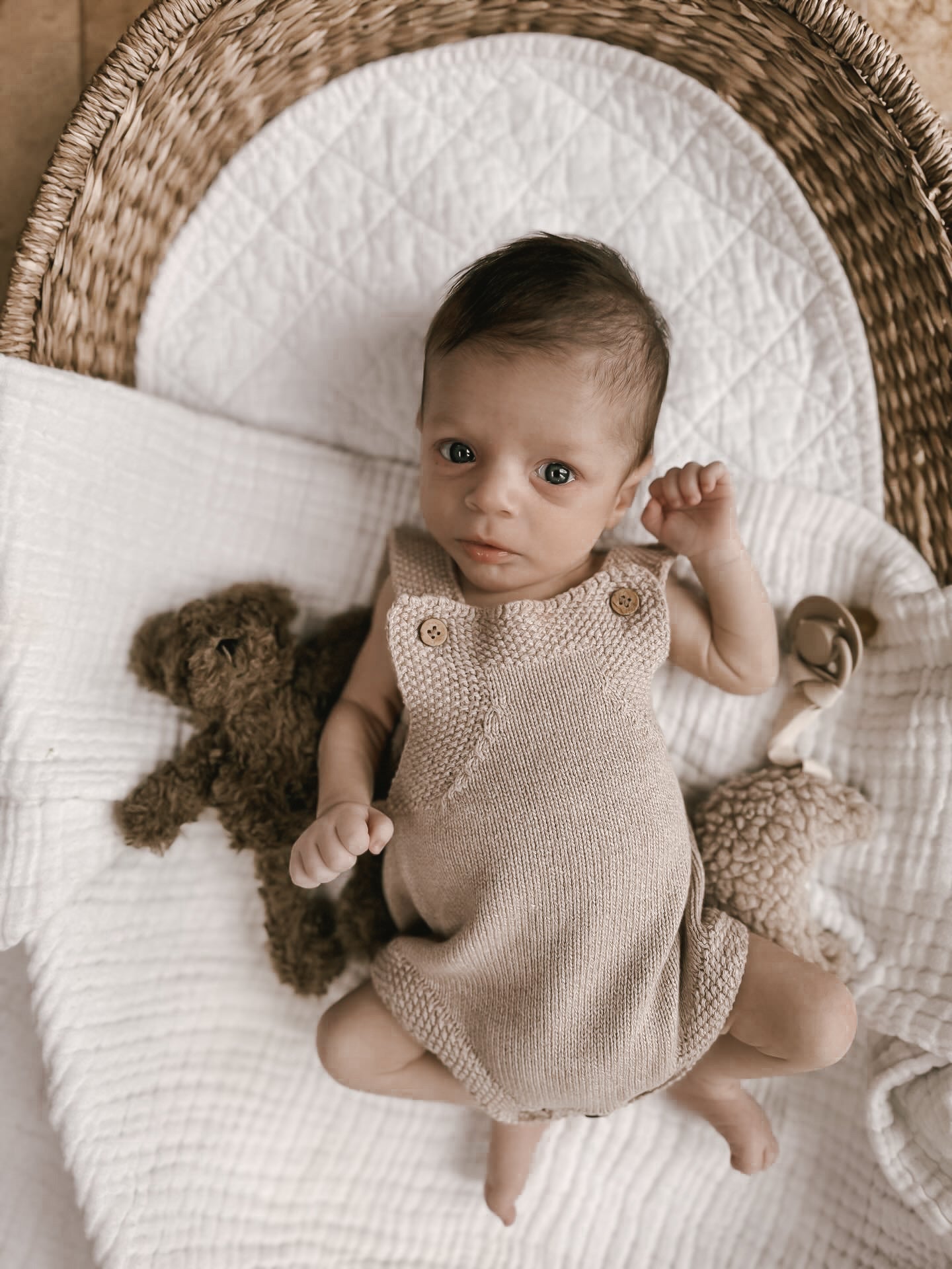 Luna + Luca Novelty Knit Romper - Heather Beige - Mack & Harvie