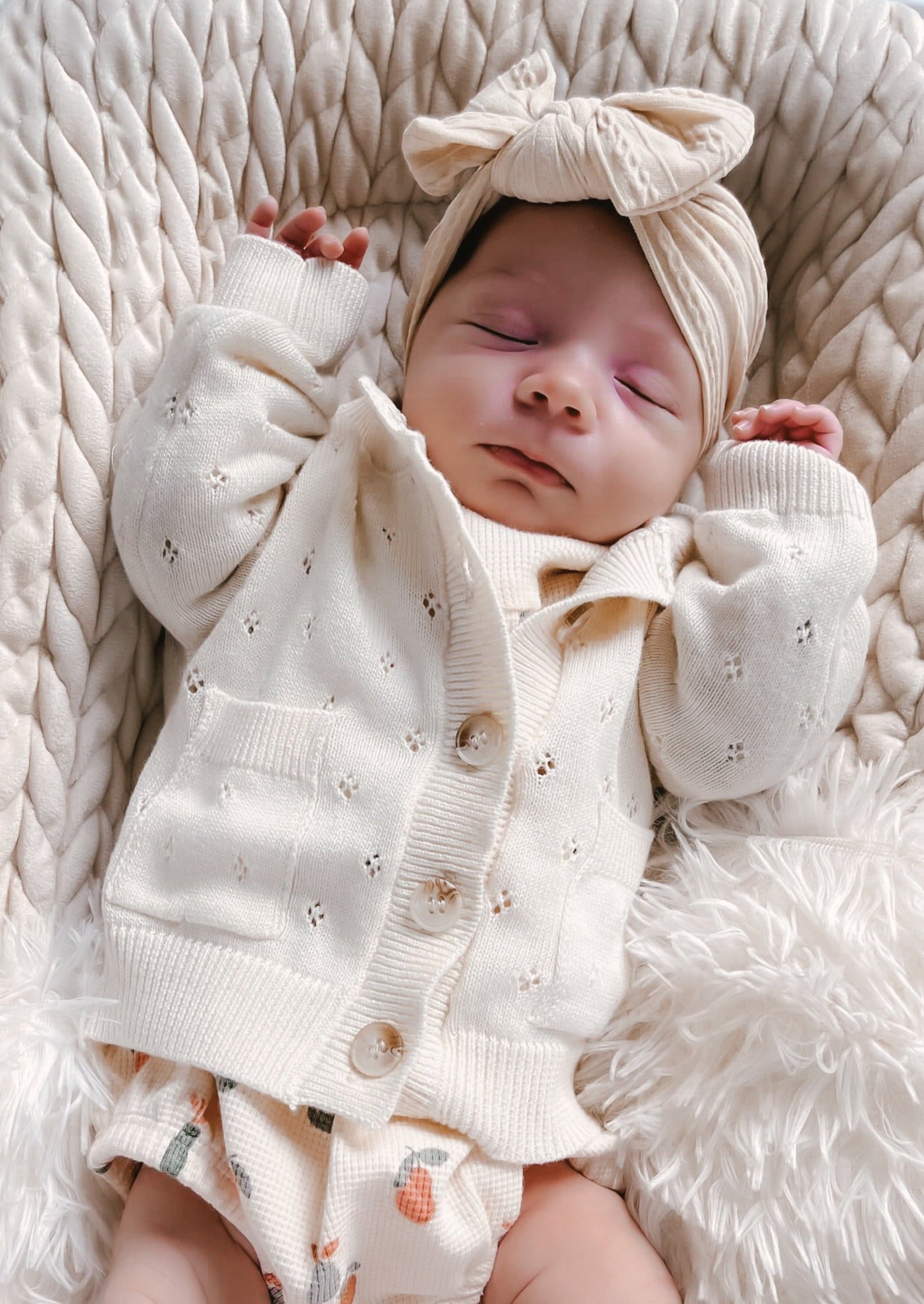 Luna + Luca Pointelle Cardigan - Cream - Mack & Harvie