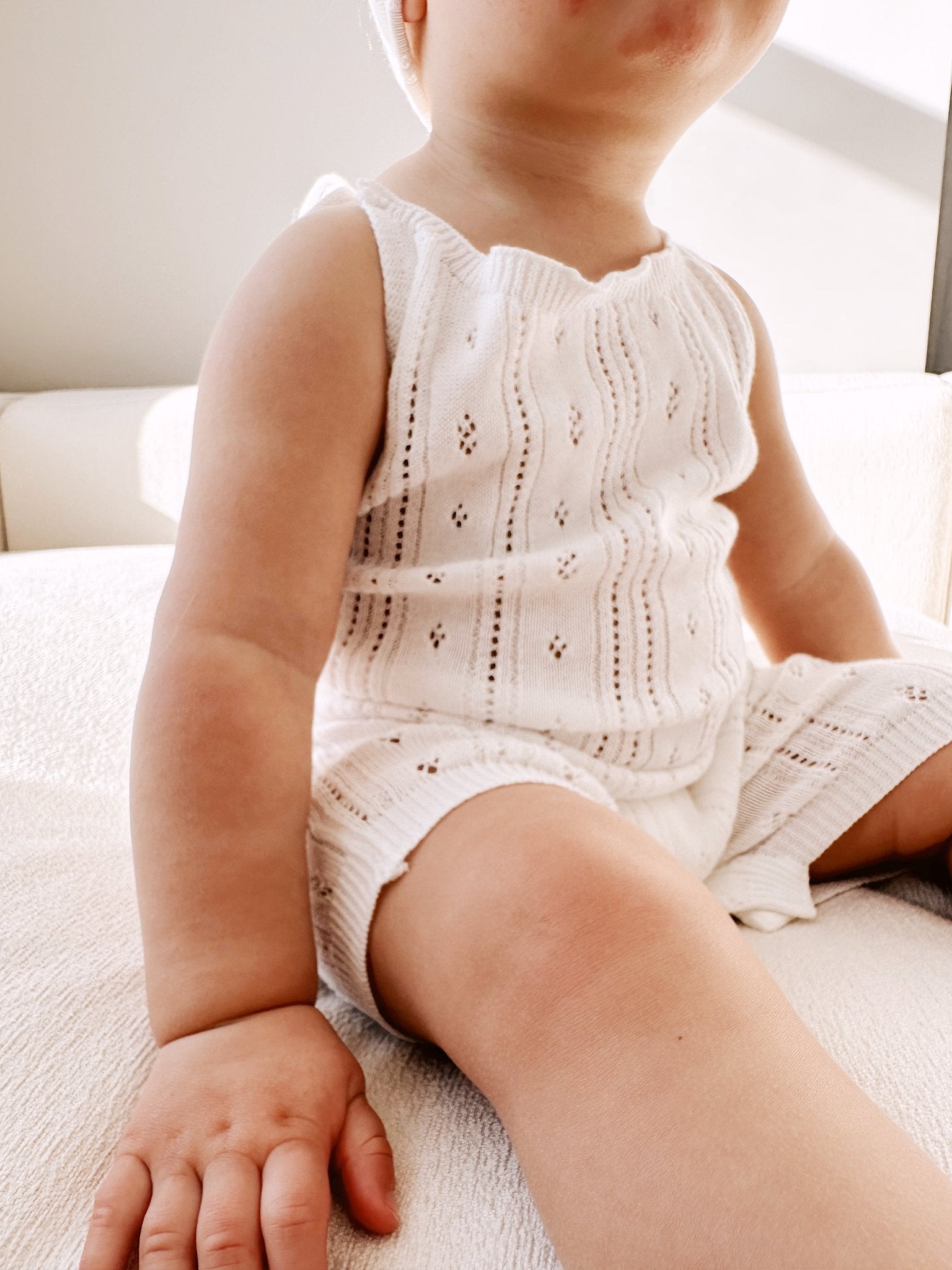 Luna + Luca Pointelle Romper - White - Mack & Harvie