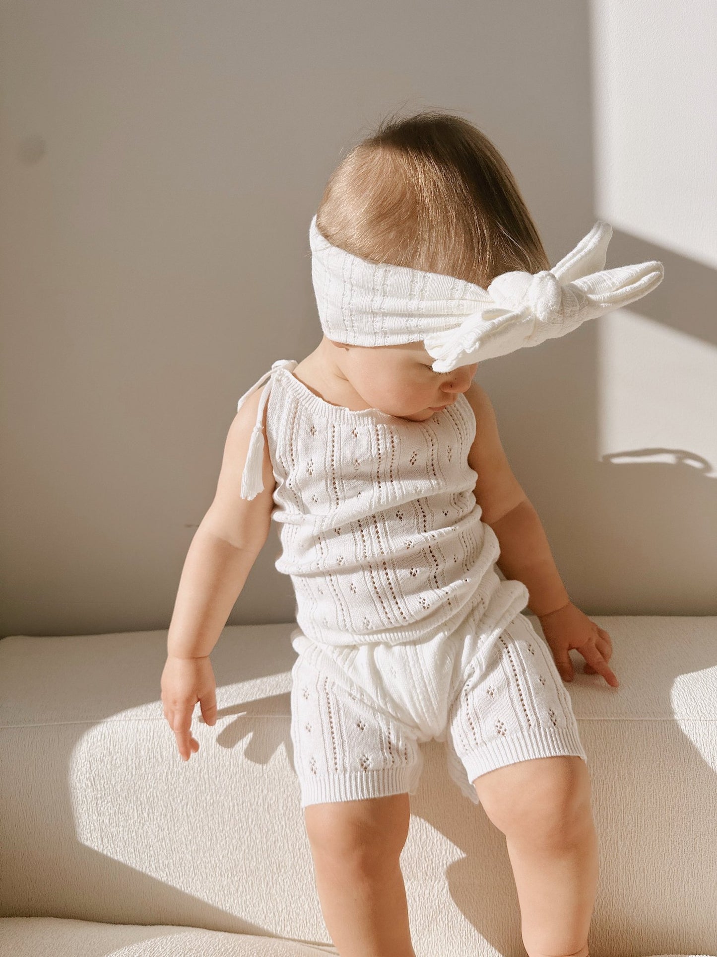 Luna + Luca Pointelle Romper - White - Mack & Harvie