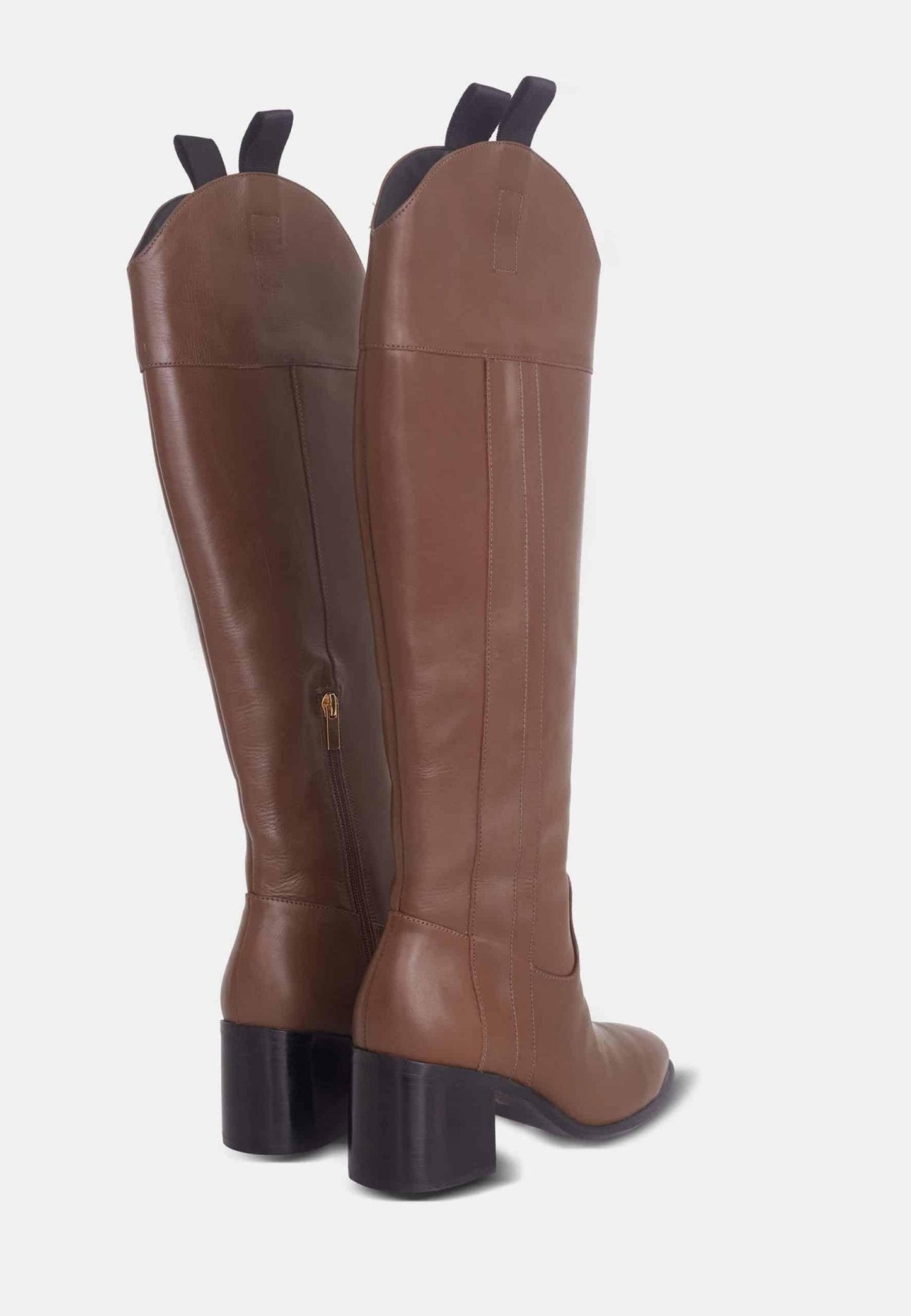 Brown Calf Leather Knee-High Boots