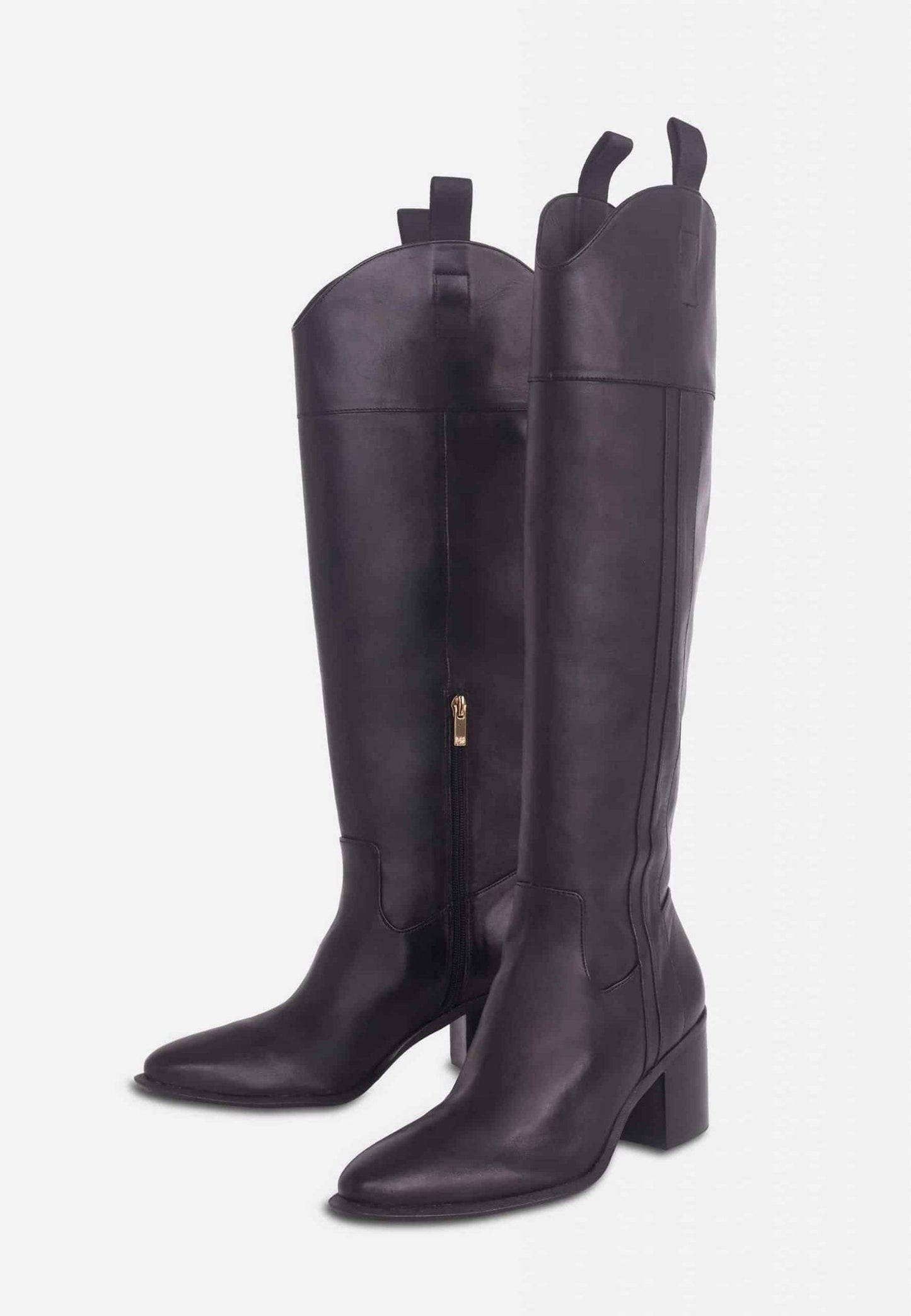 Brown Calf Leather Knee-High Boots
