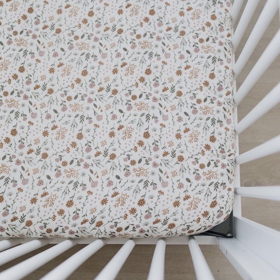 Meadow Floral Muslin Crib Sheet - Mack & Harvie
