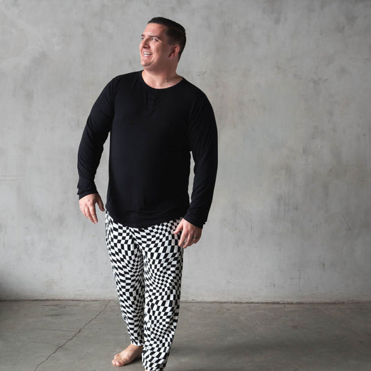 B&W Wavy Checker | Men's Bamboo Jogger