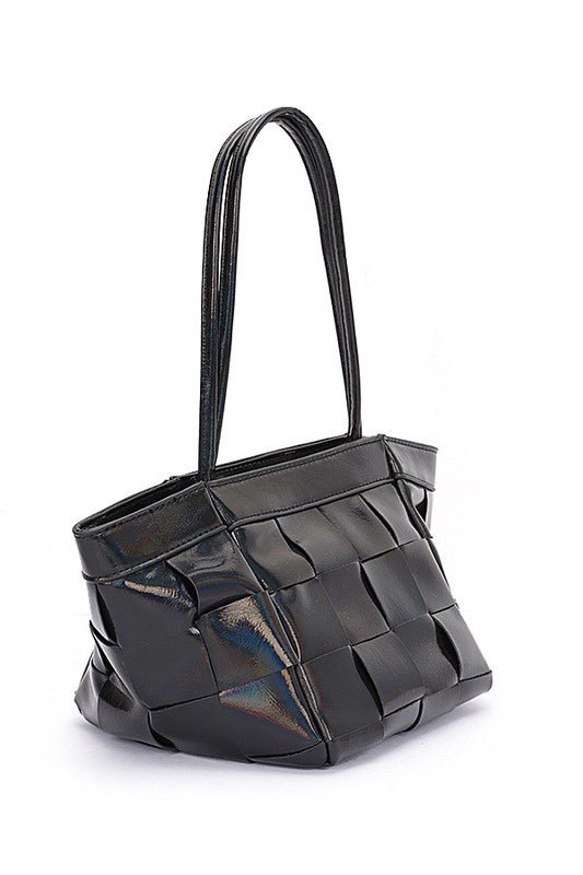 Metallic Faux Leather Weaved Small Tote Bag - Mack & Harvie