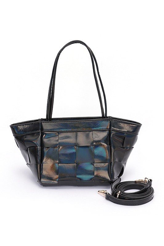 Metallic Faux Leather Weaved Small Tote Bag - Mack & Harvie