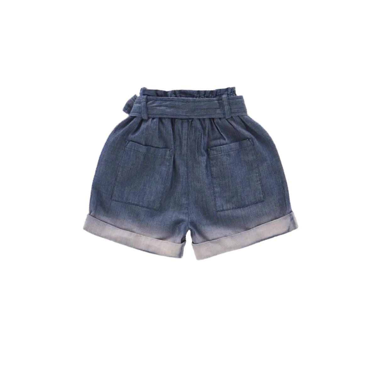 Girls Denim Shorts with Belt - Indigo