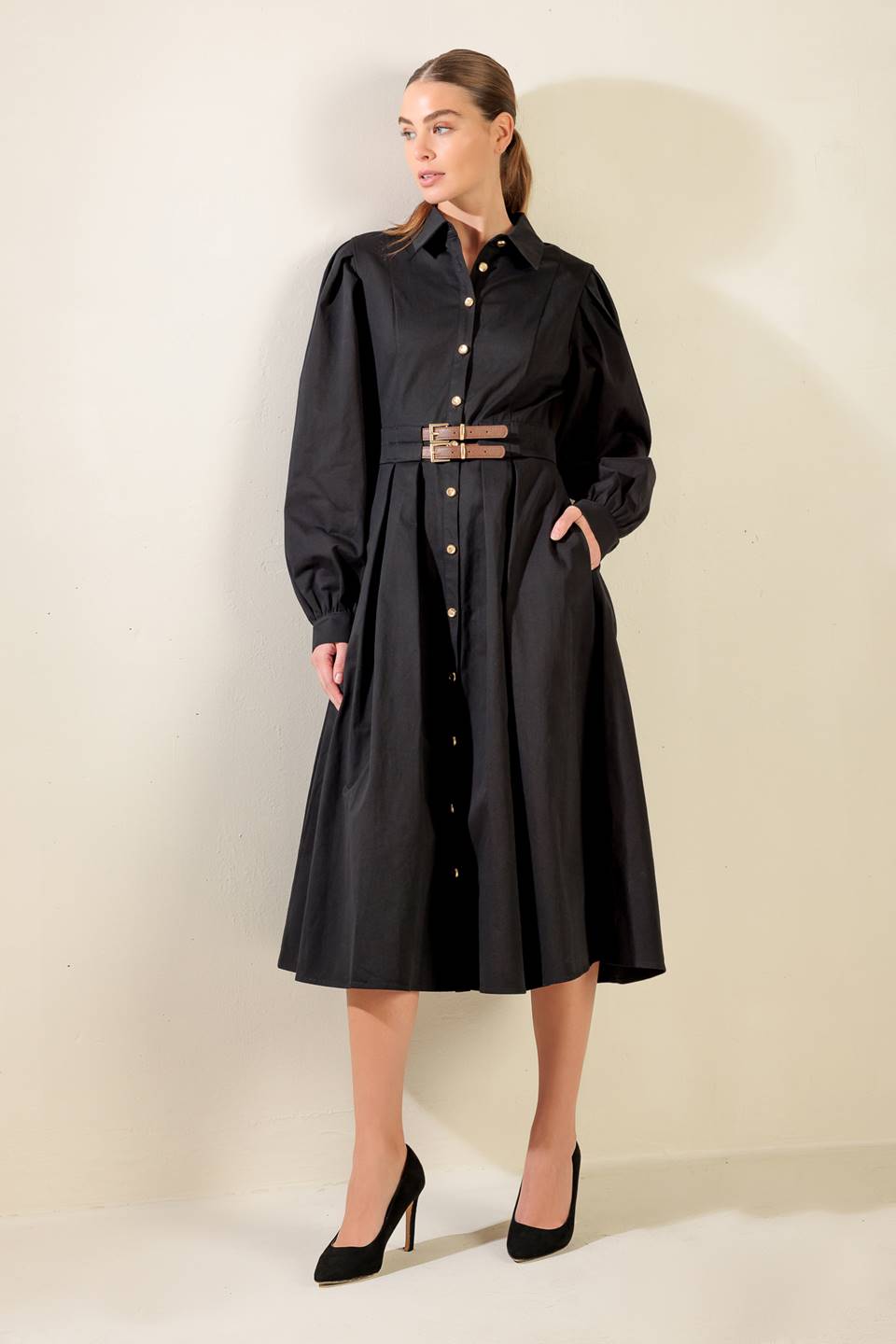 MIDNIGHT MASQUERADE WOVEN MIDI DRESS - Mack & Harvie