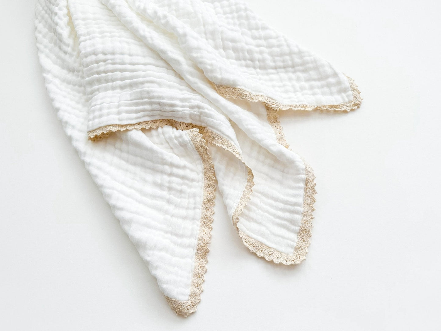 Muslin 6 - Layer Blanket - Cream Lace - Mack & Harvie