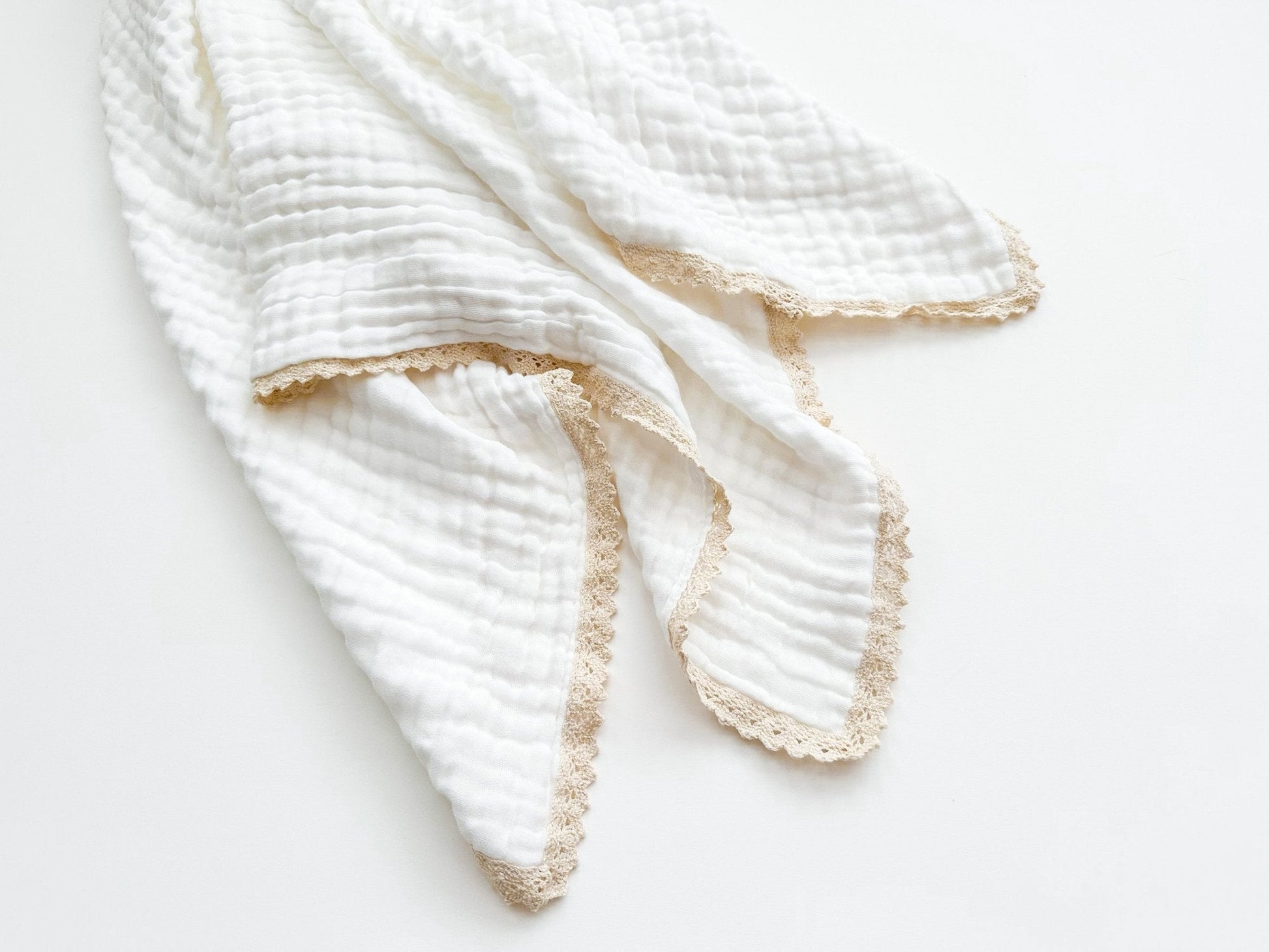 Muslin 6 - Layer Blanket - Cream Lace - Mack & Harvie