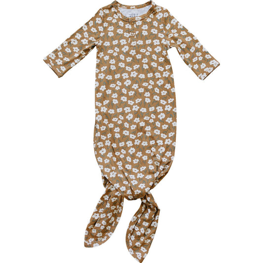 Mustard Floral Bamboo Knot Gown - Mack & Harvie