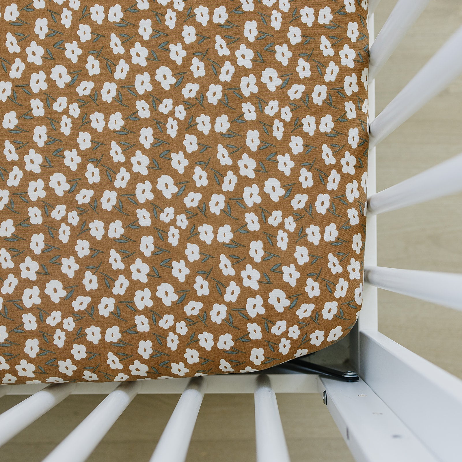 Mustard Floral Bamboo Stretch Crib Sheet - Mack & Harvie