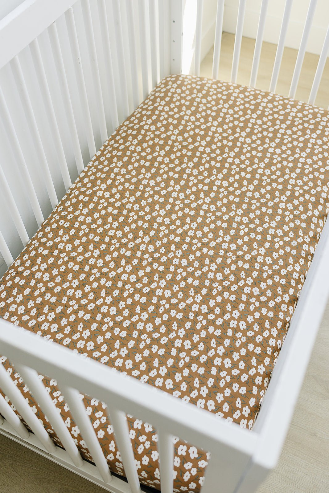 Mustard Floral Bamboo Stretch Crib Sheet - Mack & Harvie