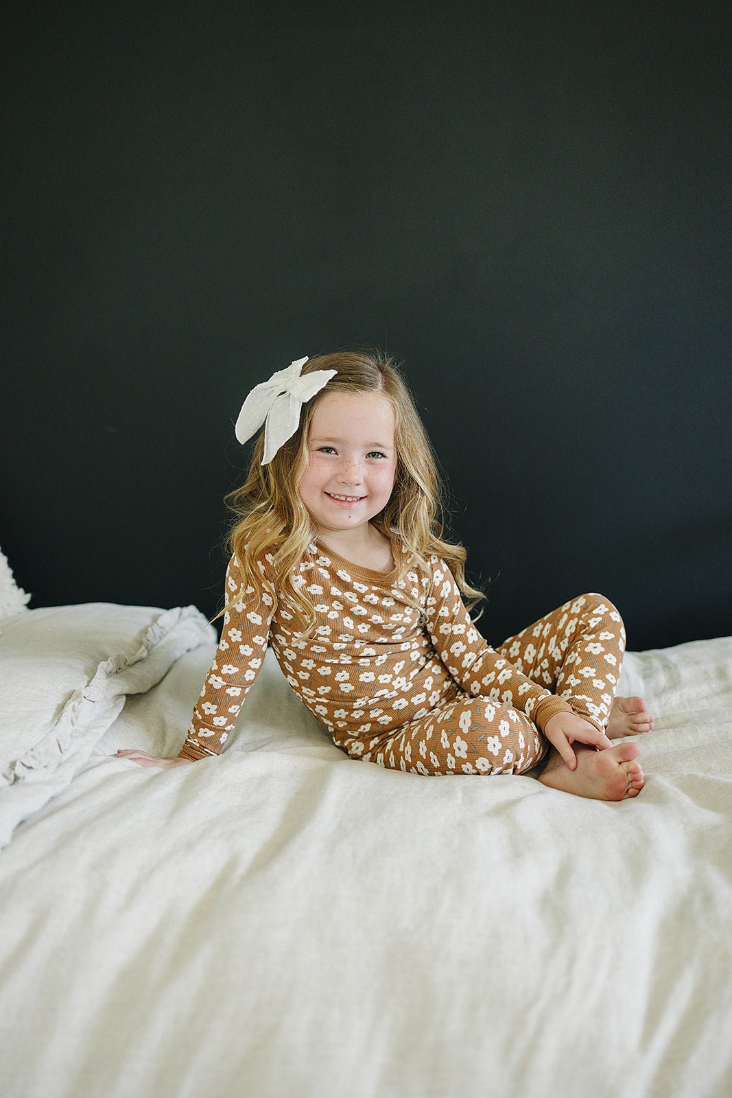 Mustard Floral Ribbed Bamboo Cozy Set - Mack & Harvie