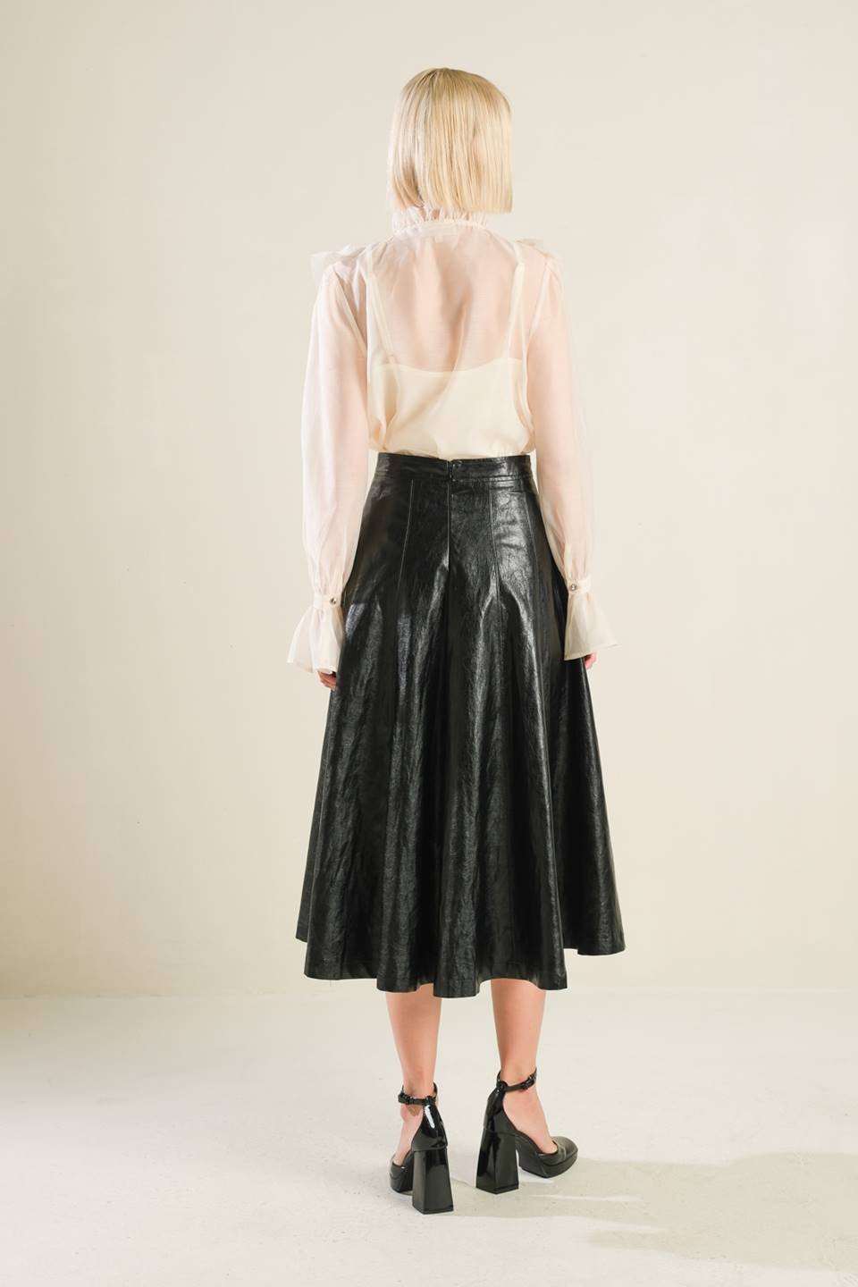 MY HEART TO YOU LEATHER MIDI SKIRT - Mack & Harvie